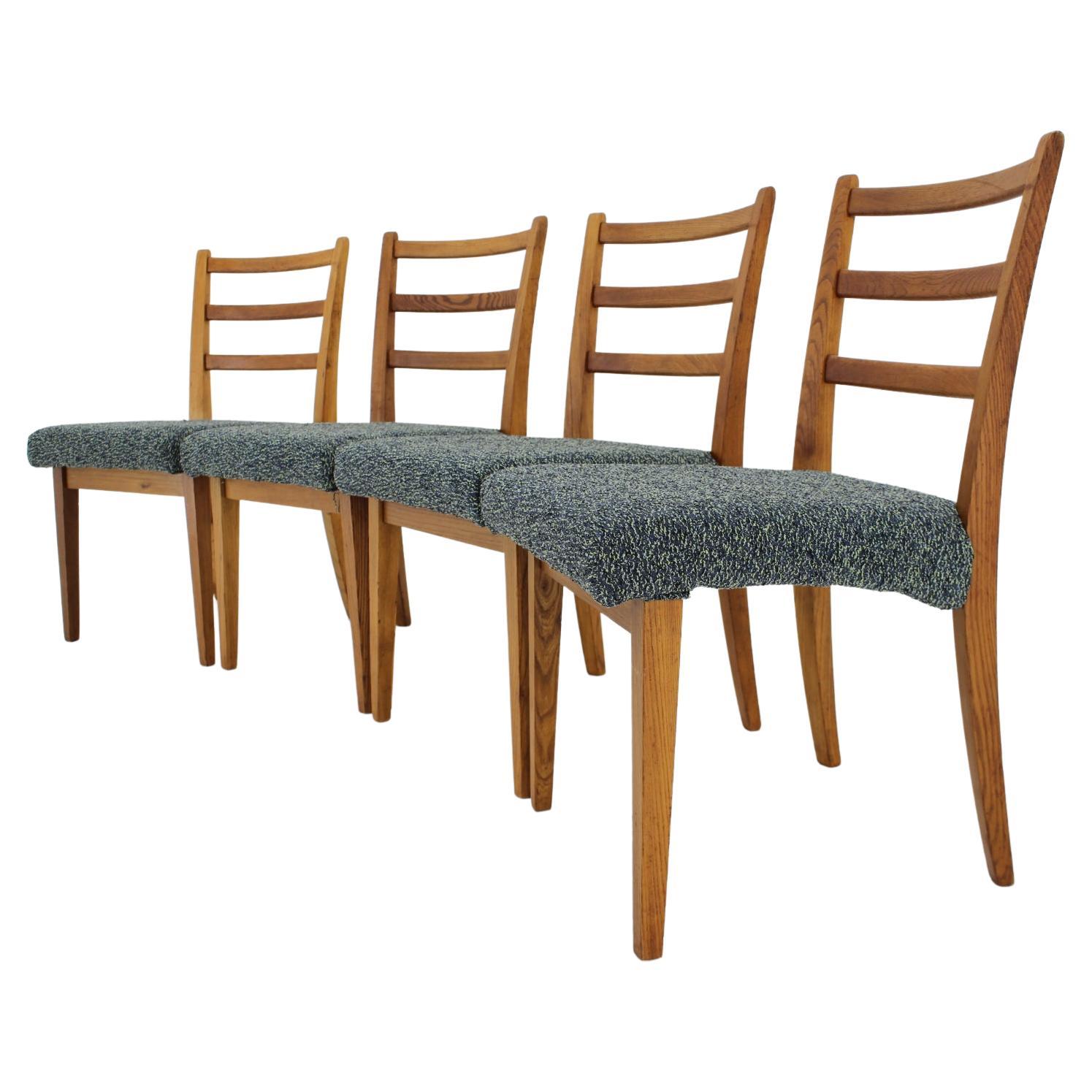 1960s Set of 4 Oak Dining Chairs, Czechoslovakia For Sale