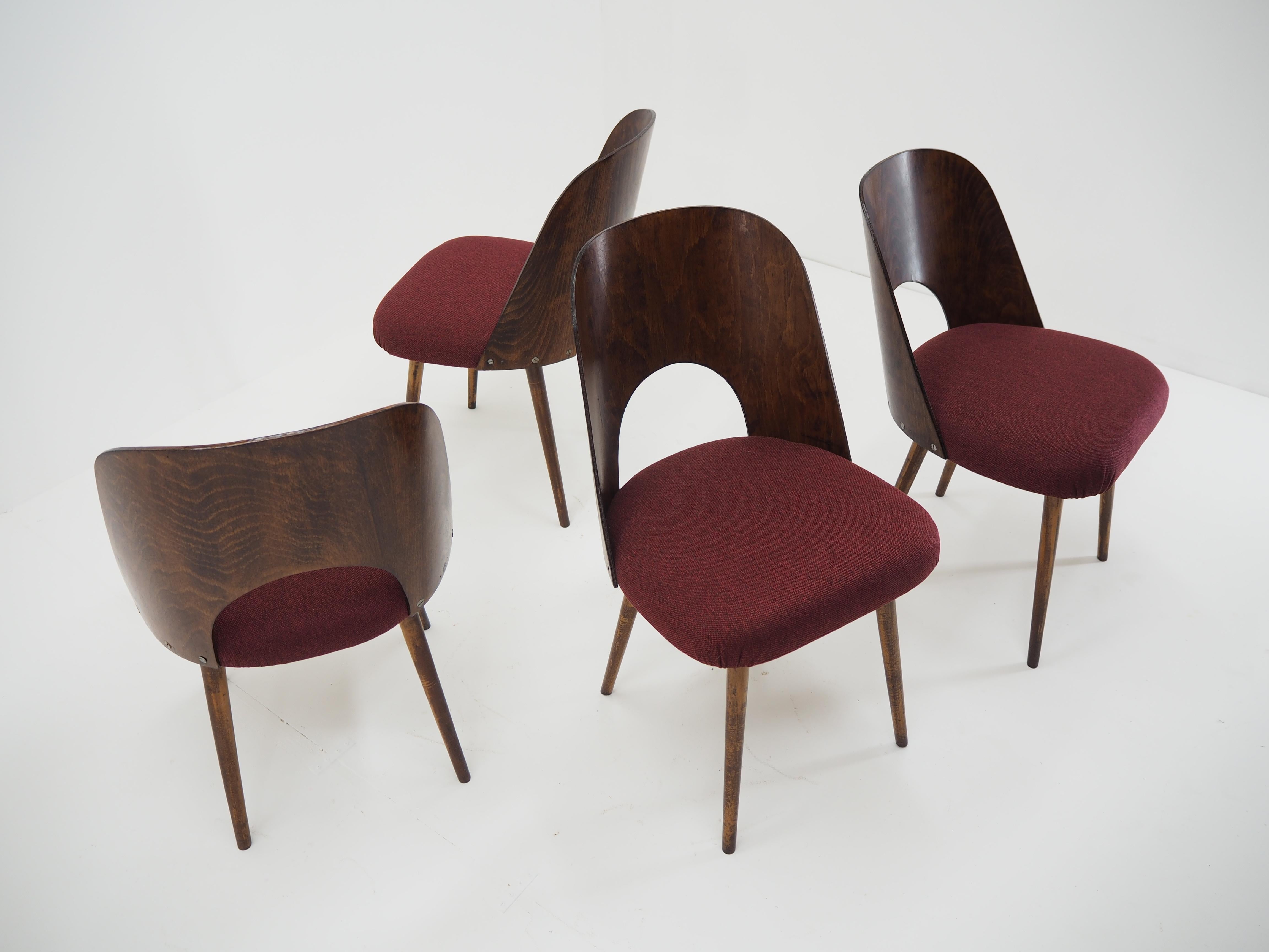 1960s Set of 4 Oswald Haerdtl Beech Dining Chairs for Ton/Thonet, Czechoslovakia 5