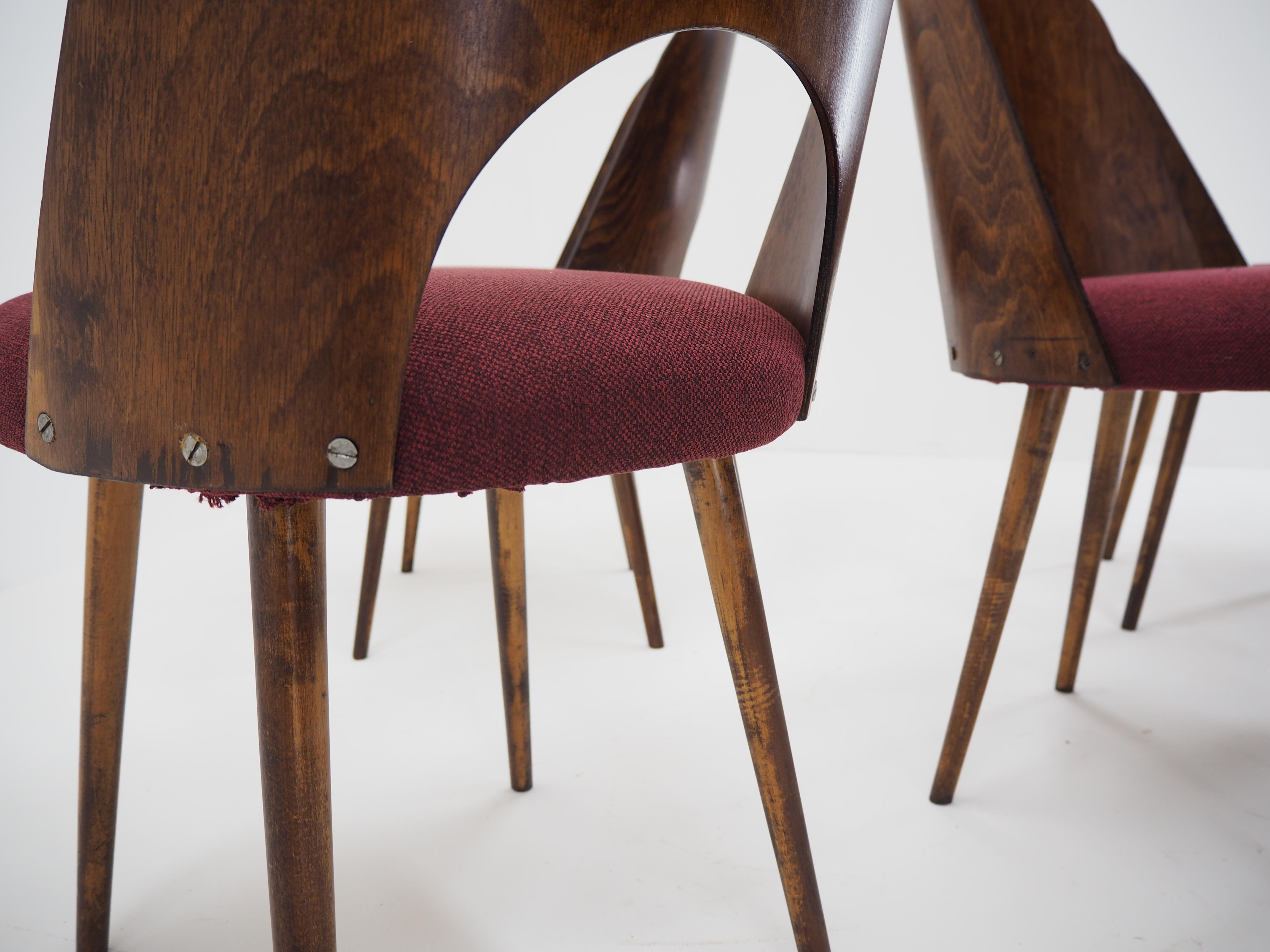1960s Set of 4 Oswald Haerdtl Beech Dining Chairs for Ton/Thonet, Czechoslovakia 6