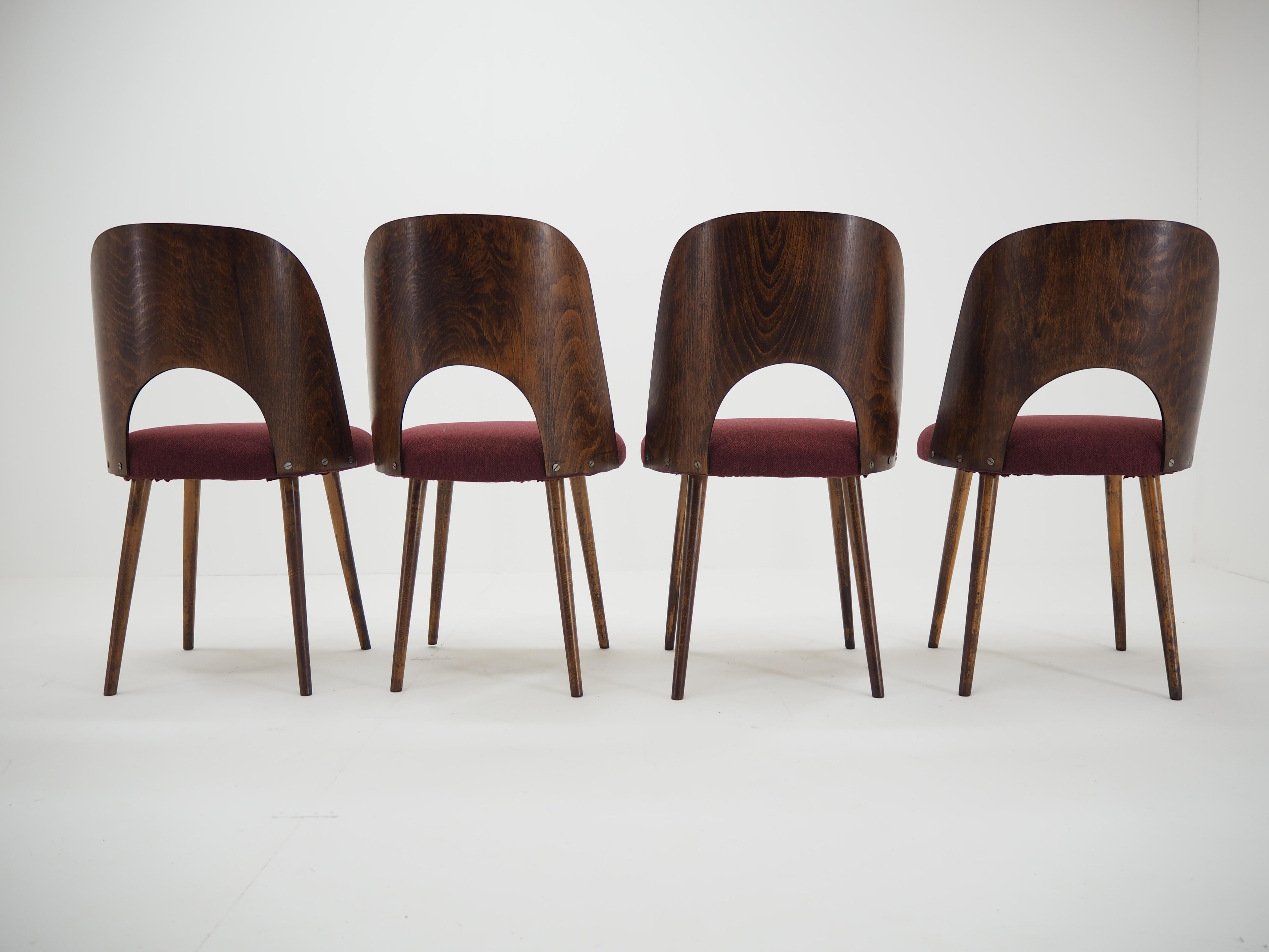 1960s Set of 4 Oswald Haerdtl Beech Dining Chairs for Ton/Thonet, Czechoslovakia 2