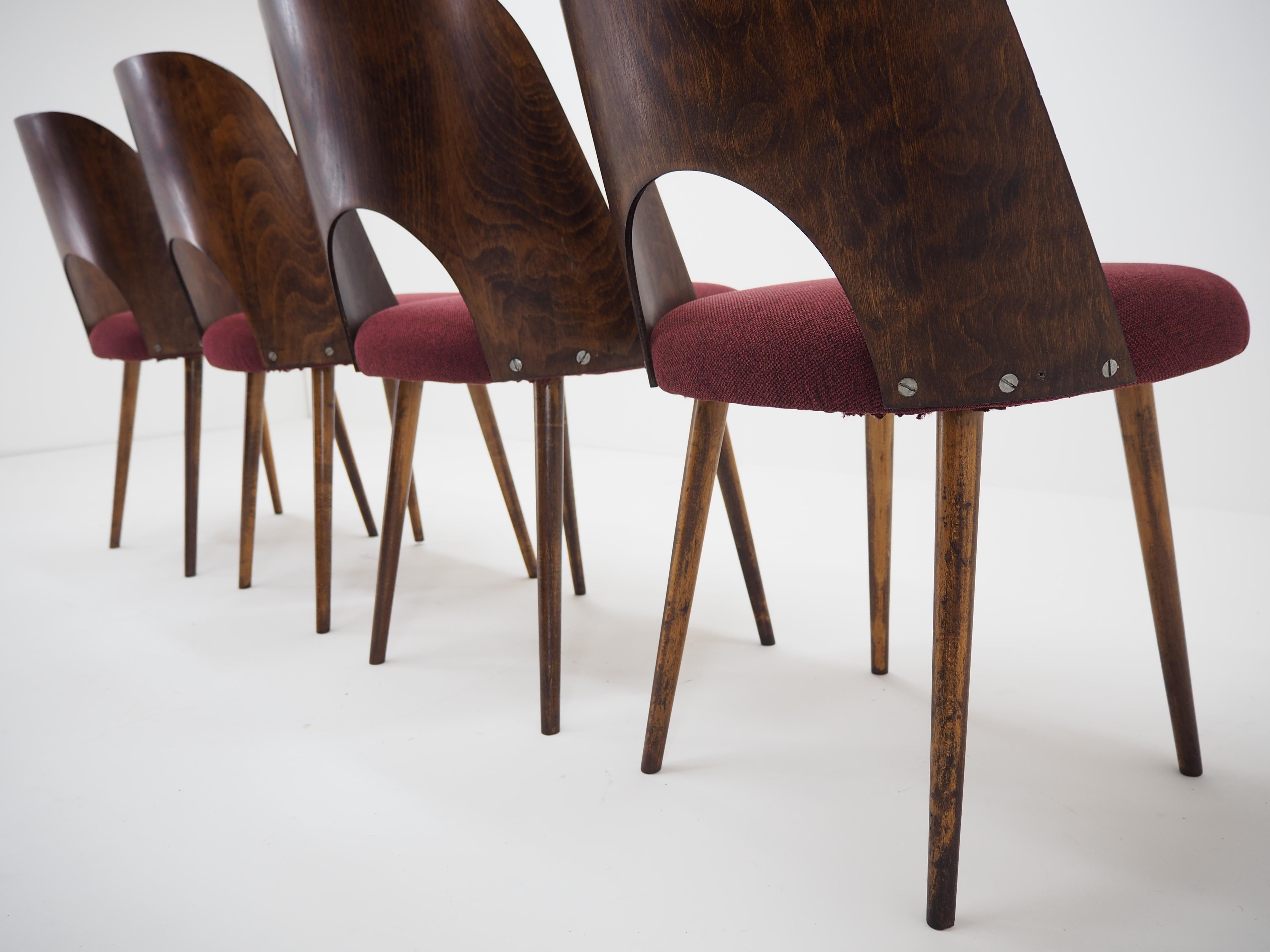 1960s Set of 4 Oswald Haerdtl Beech Dining Chairs for Ton/Thonet, Czechoslovakia 4