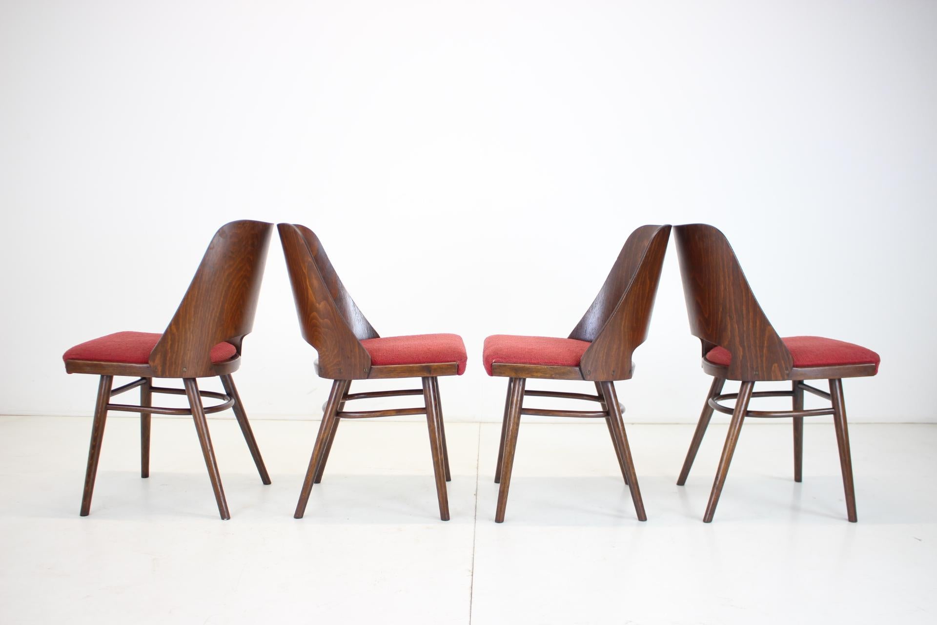 Fabric 1960s Set of 4 Oswald Haerdtl Dining Chairs for Ton/Thonet, Czechoslovakia For Sale