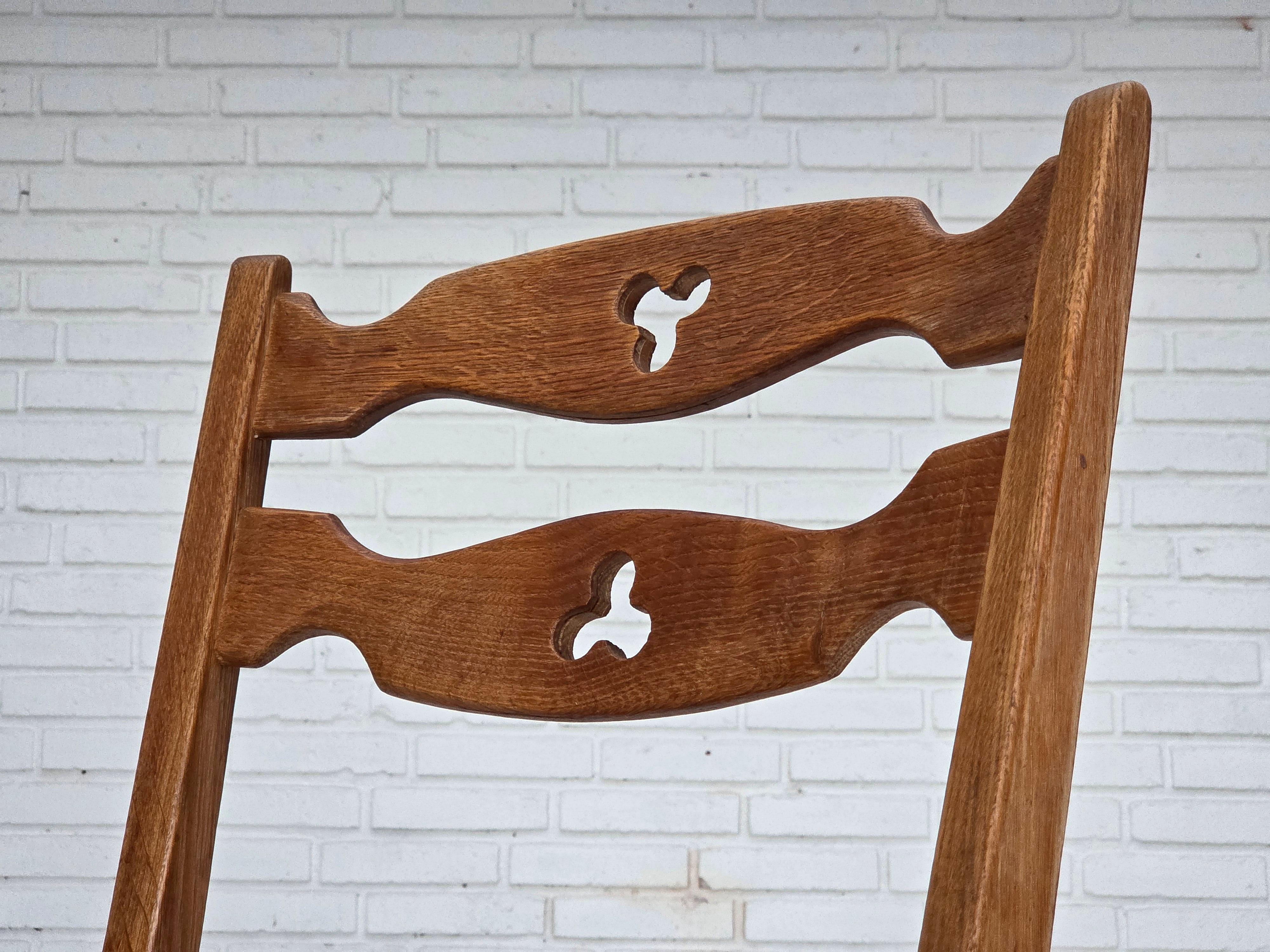 1960s, set of 4 pcs Danish dining chairs, furniture wool, solid oak wood. in vendita 4