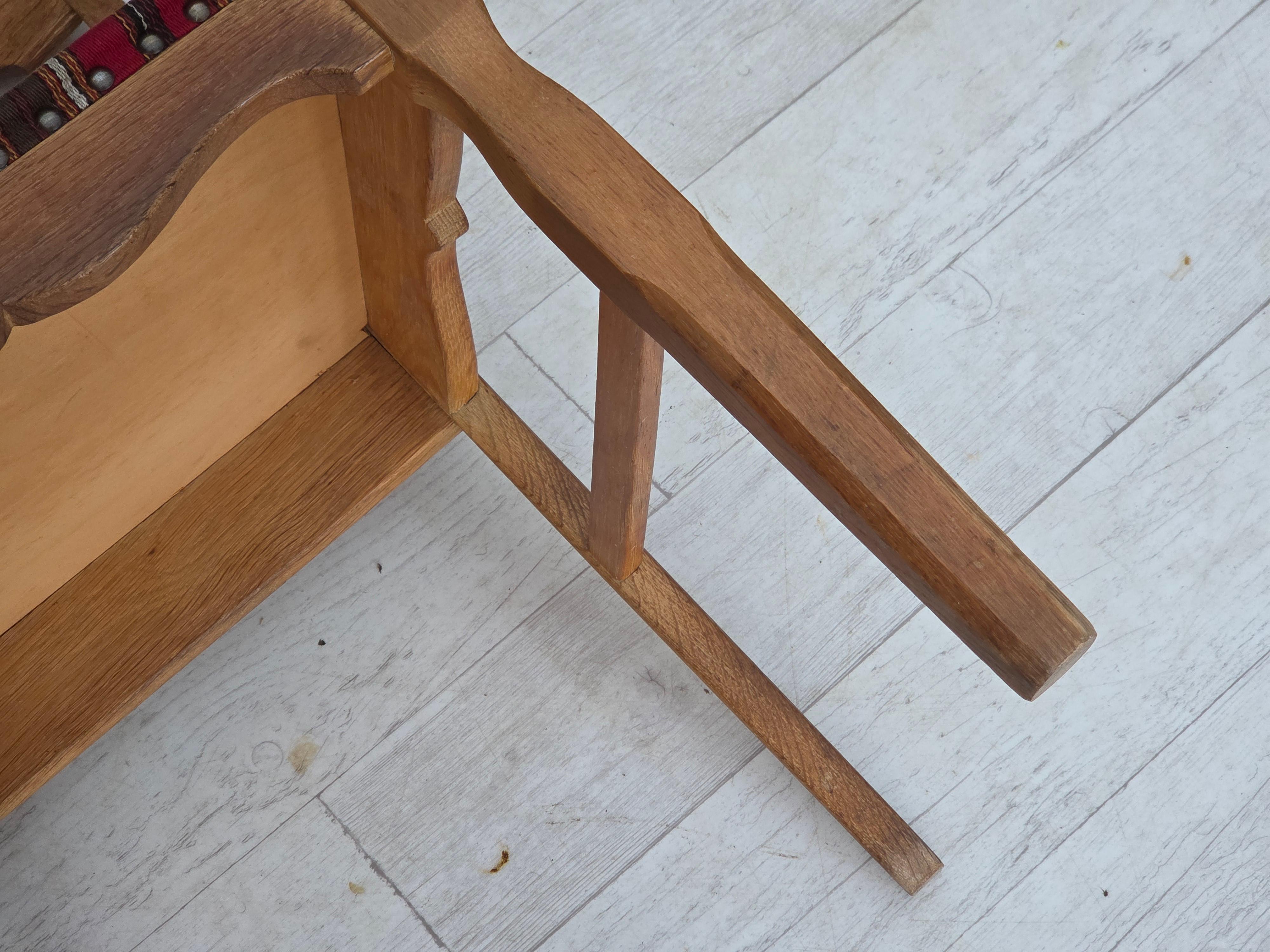 1960s, set of 4 pcs Danish dining chairs, furniture wool, solid oak wood. in vendita 6