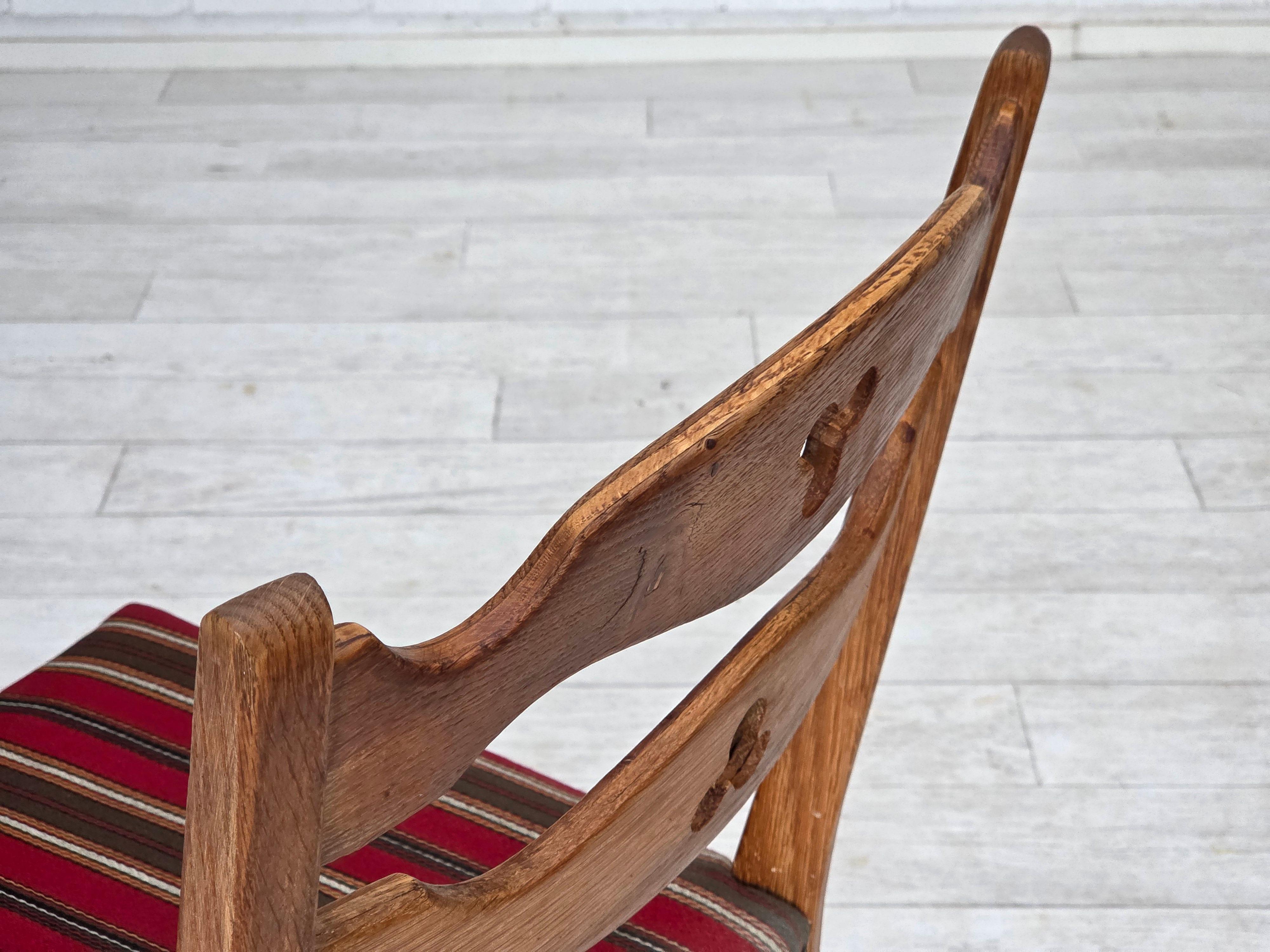 1960s, set of 4 pcs Danish dining chairs, furniture wool, solid oak wood. in vendita 7