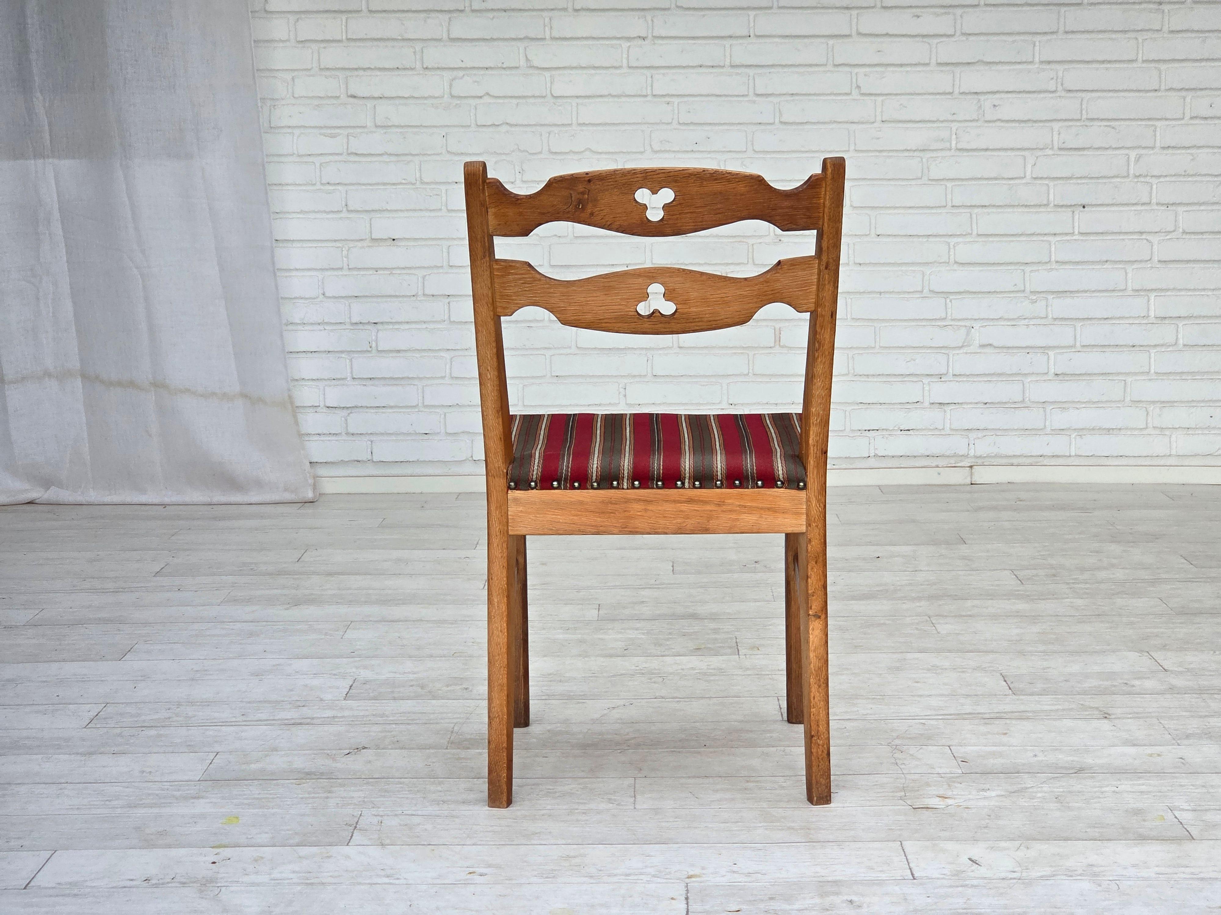 Lana 1960s, set of 4 pcs Danish dining chairs, furniture wool, solid oak wood. in vendita