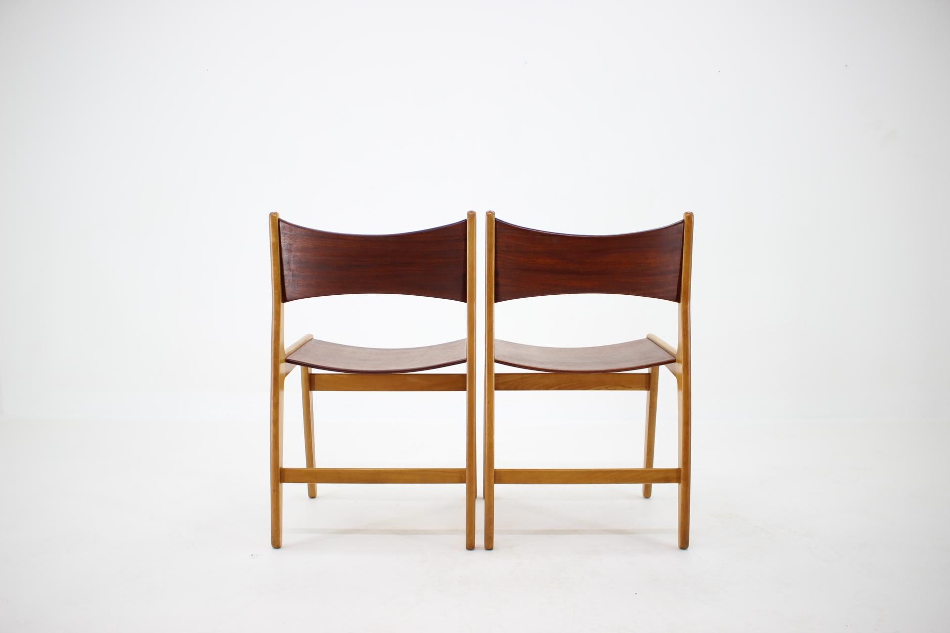 1960s Set of 4 Teak and Beech Dining Chairs, Denmark 3