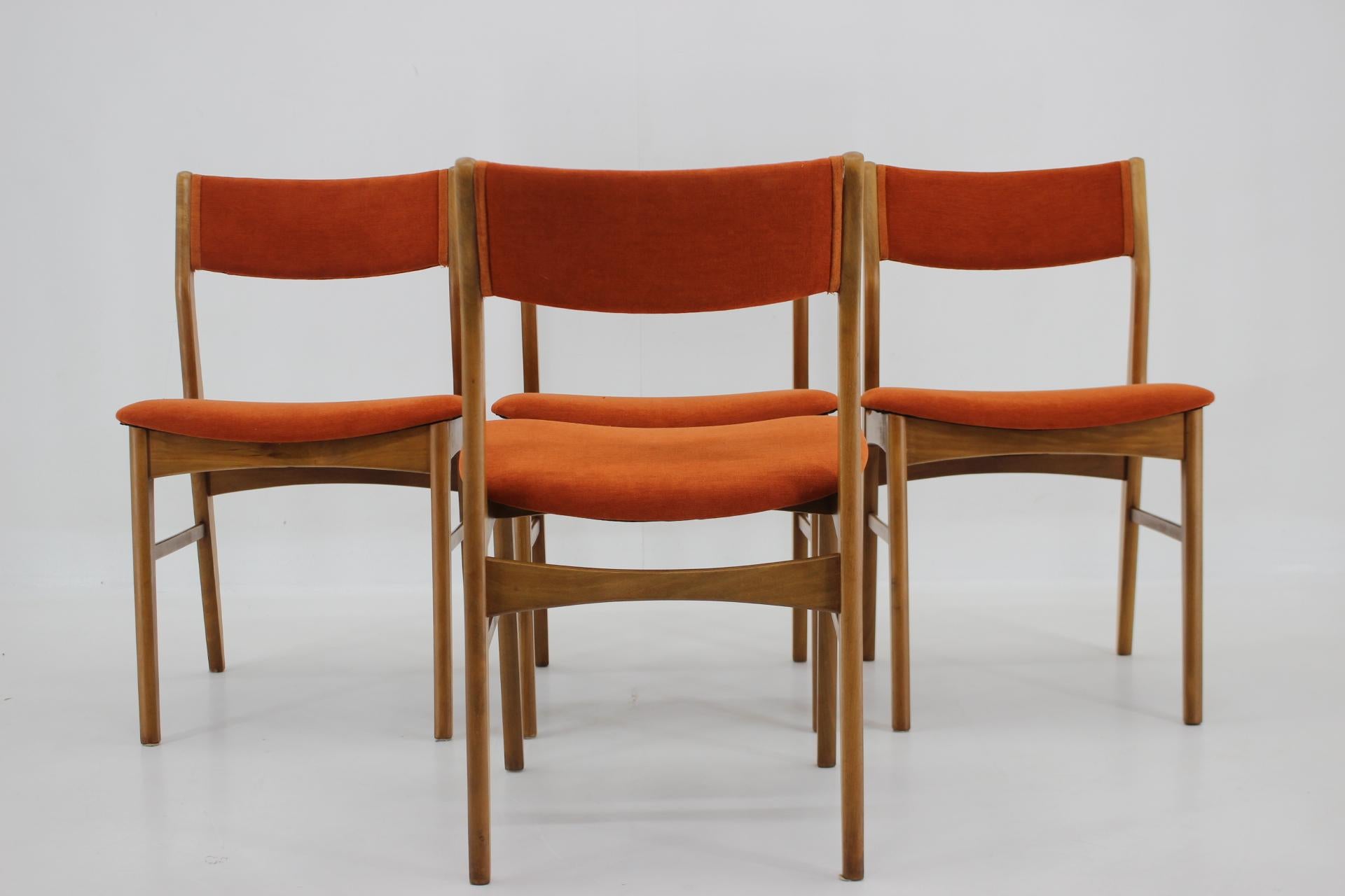 Fabric 1960s Set of 4 Teak Dining Chairs, Denmark