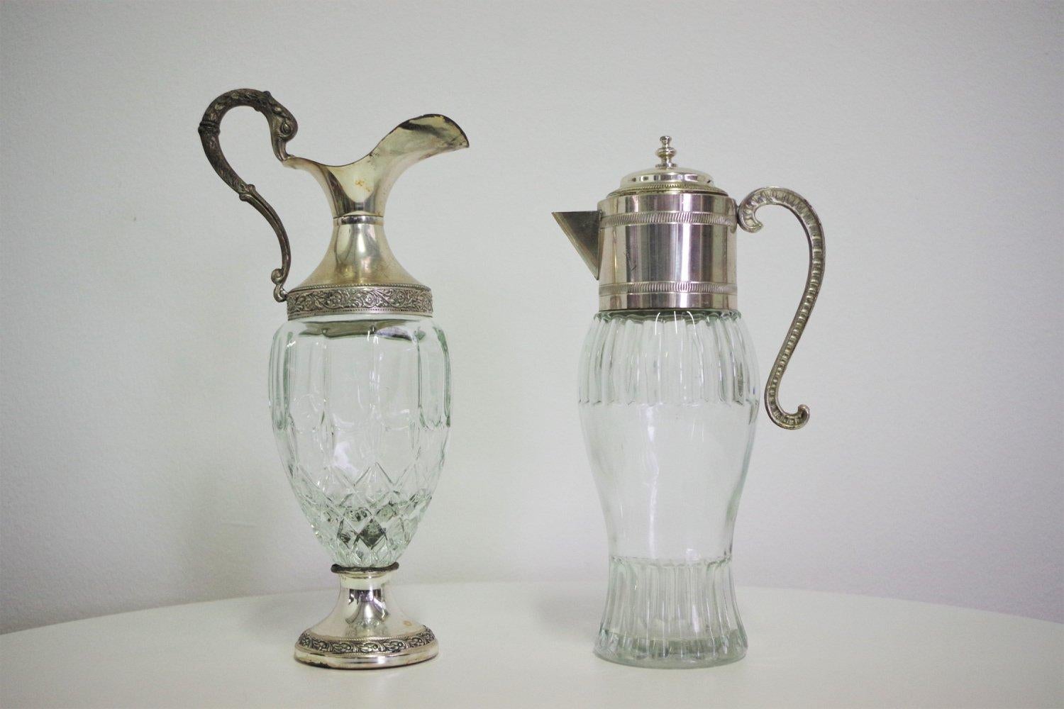 1960er Jahre Satz von 4 Karaffen aus Glas mit Silberrand - Vecchia Romagna im Angebot 7