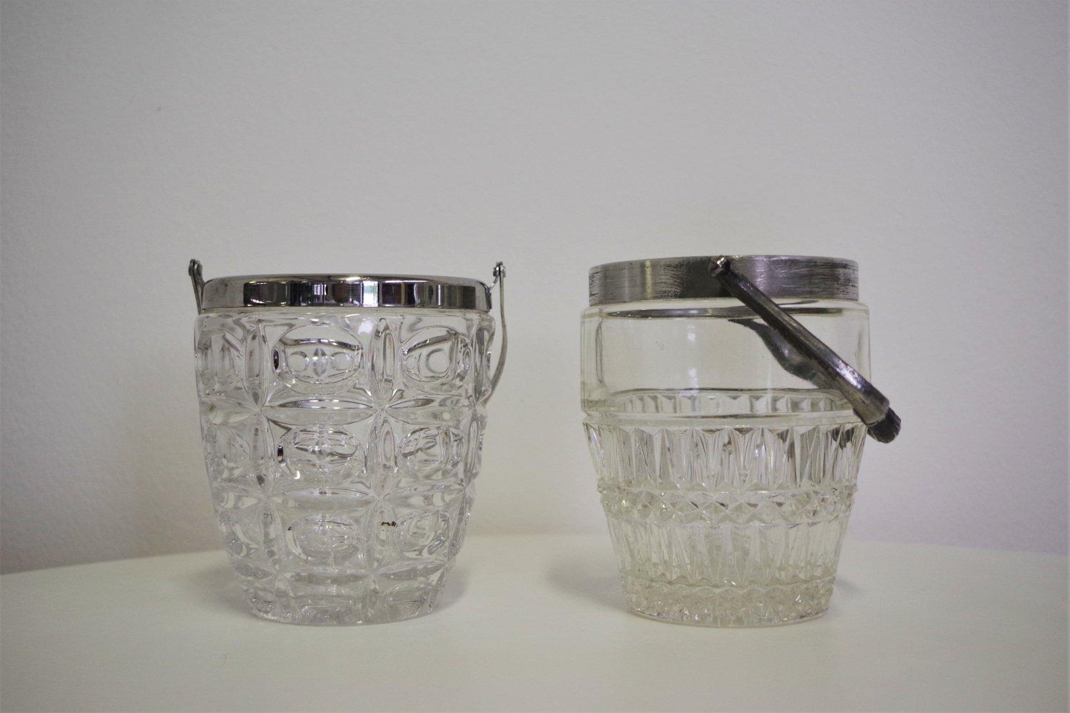 1960er Jahre Satz von 4 Karaffen aus Glas mit Silberrand - Vecchia Romagna (Italian) im Angebot