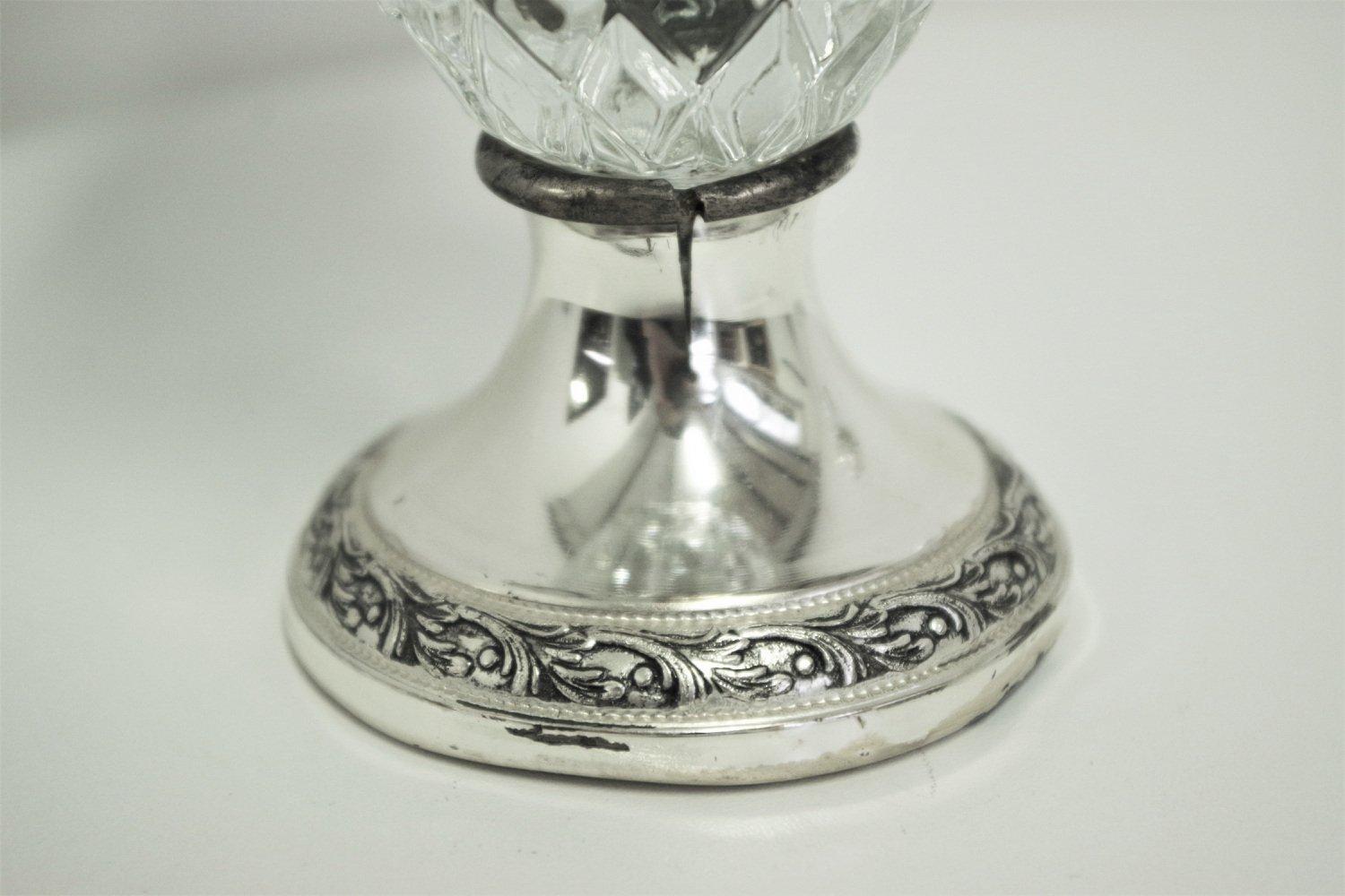 1960er Jahre Satz von 4 Karaffen aus Glas mit Silberrand - Vecchia Romagna im Angebot 2