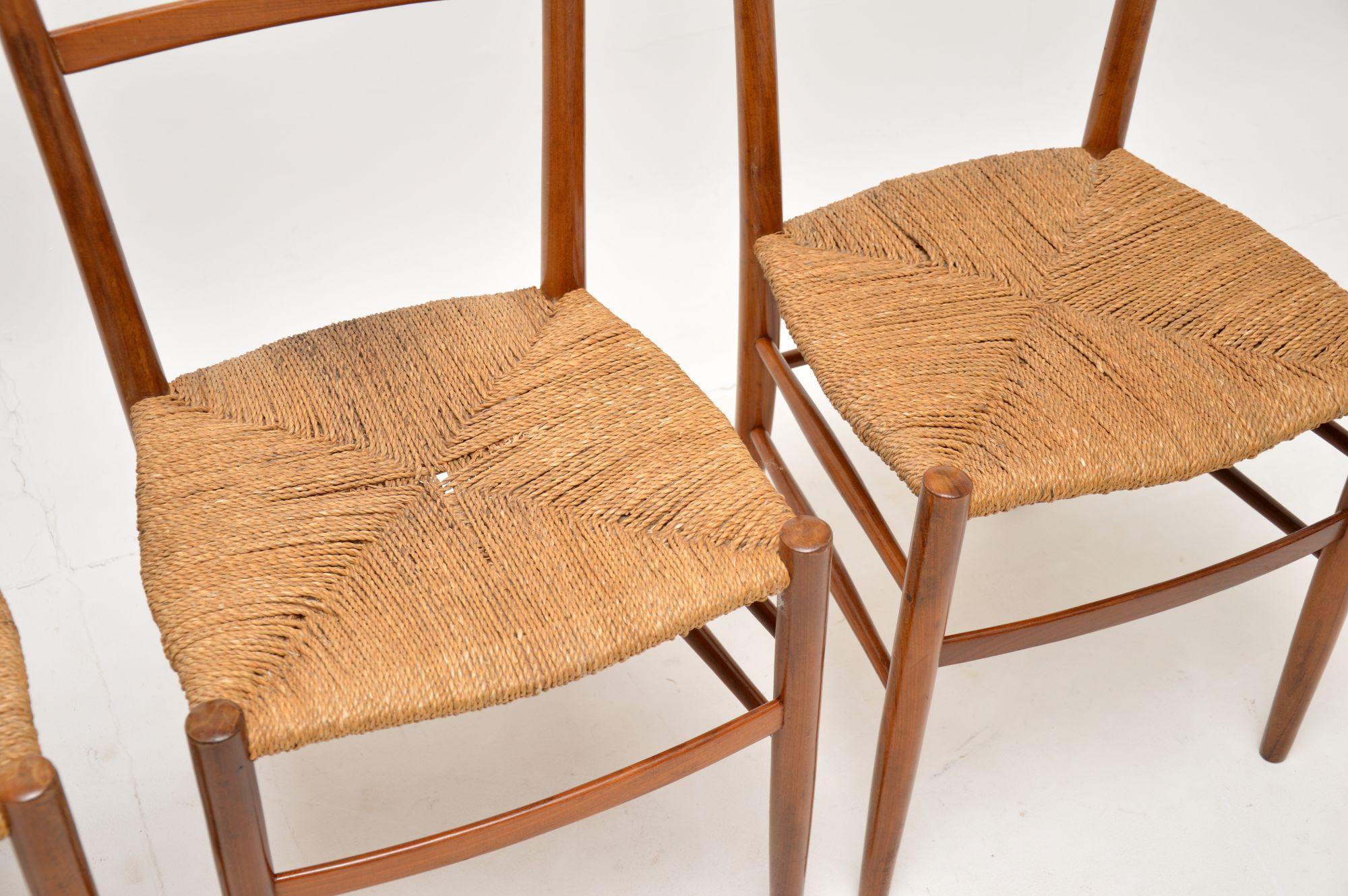 1960's Set of 4 Vintage Italian Walnut Dining Chairs 5