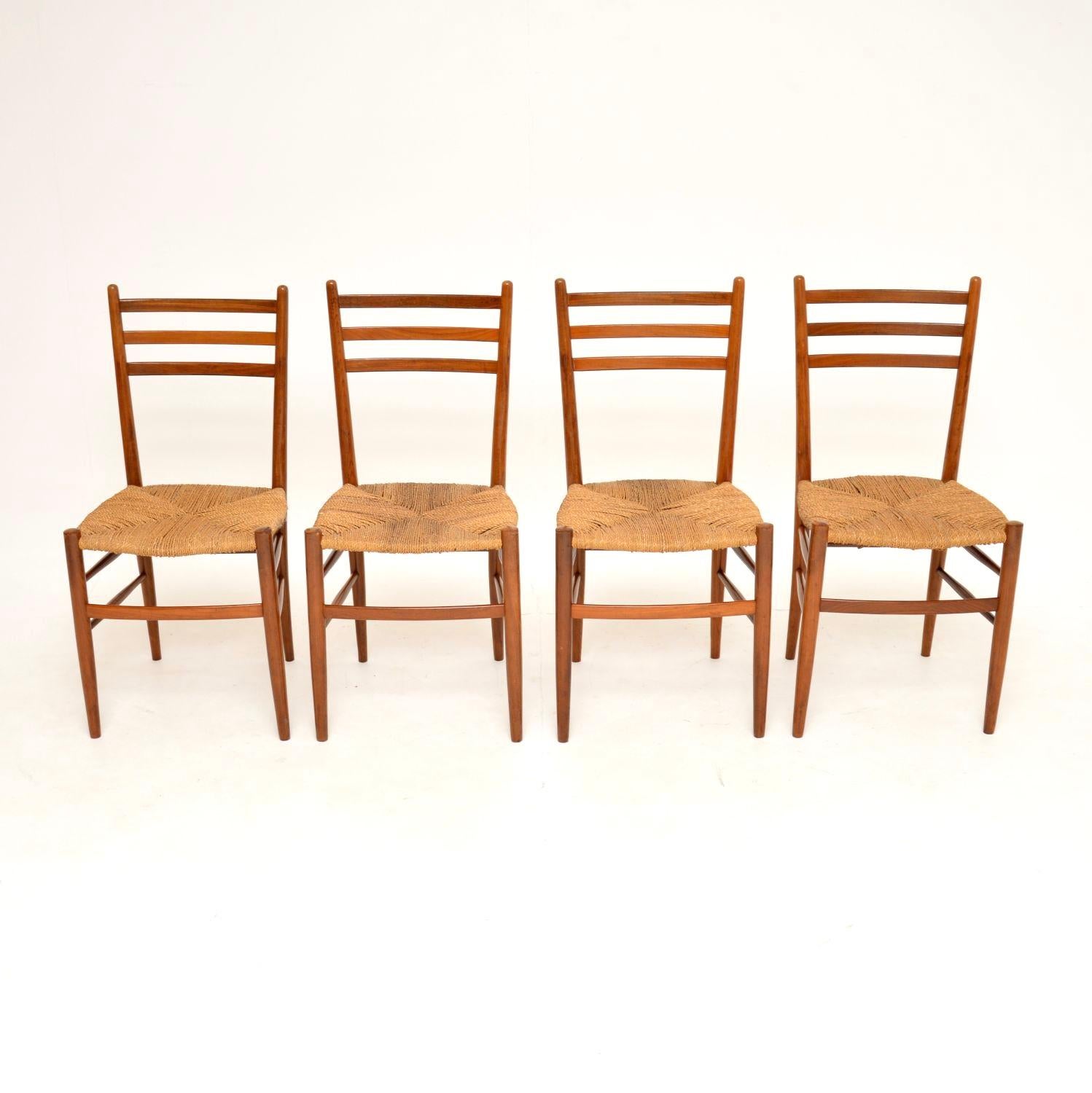 1960's Set of 4 Vintage Italian Walnut Dining Chairs 7