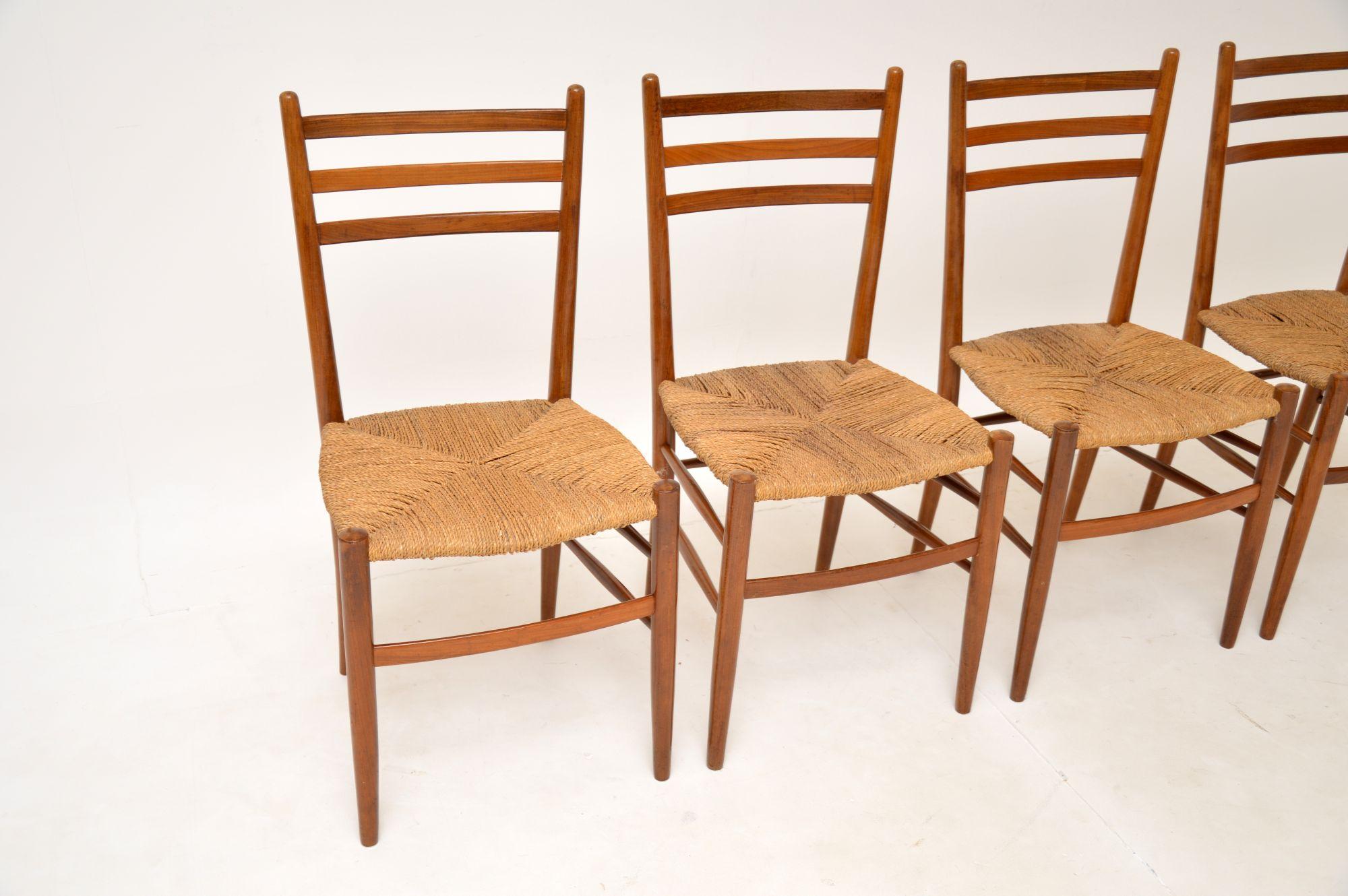 1960's Set of 4 Vintage Italian Walnut Dining Chairs 2