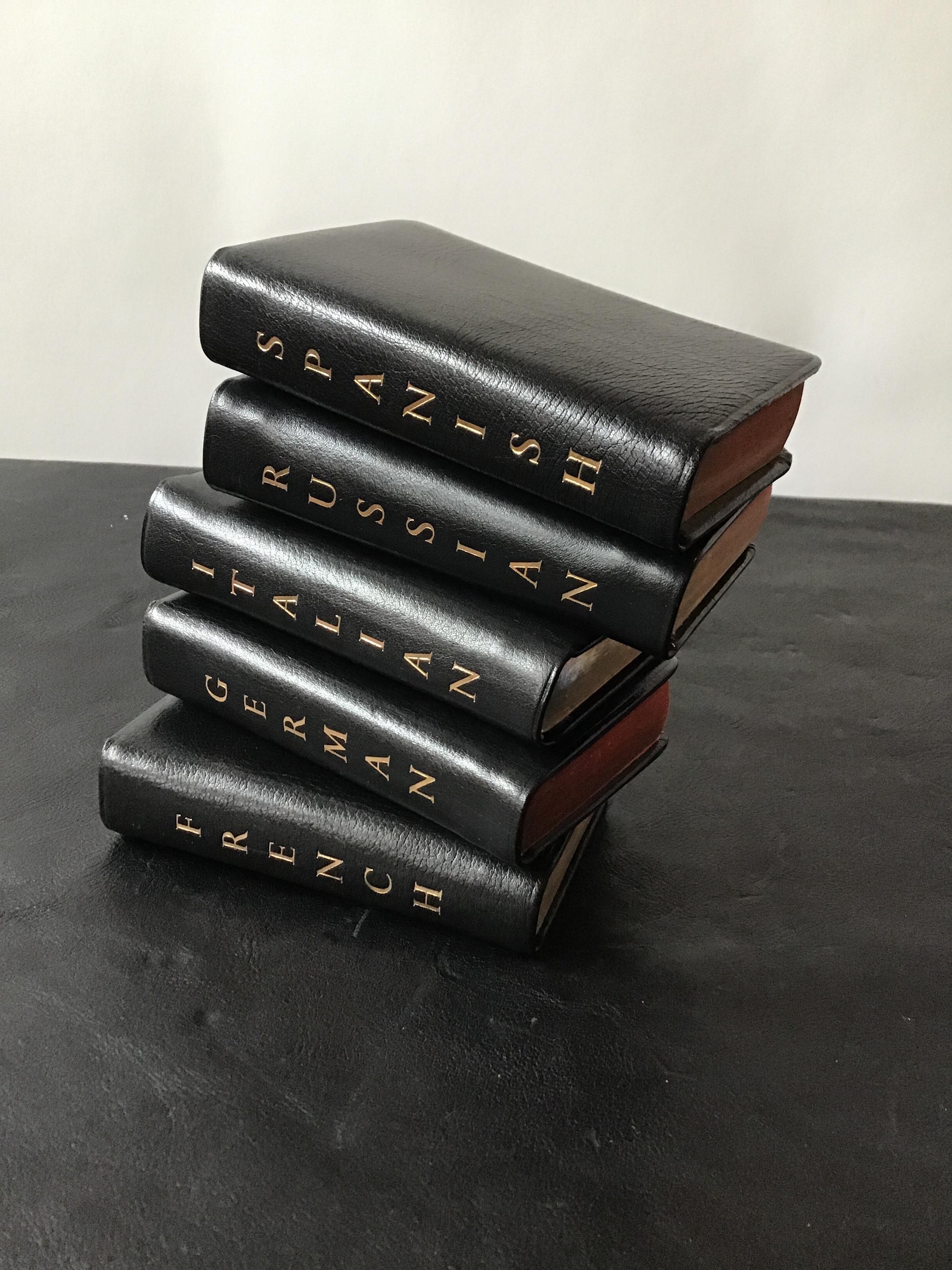 1960s Set of 5 Leather Foreign Language Dictionaries In Good Condition In Tarrytown, NY