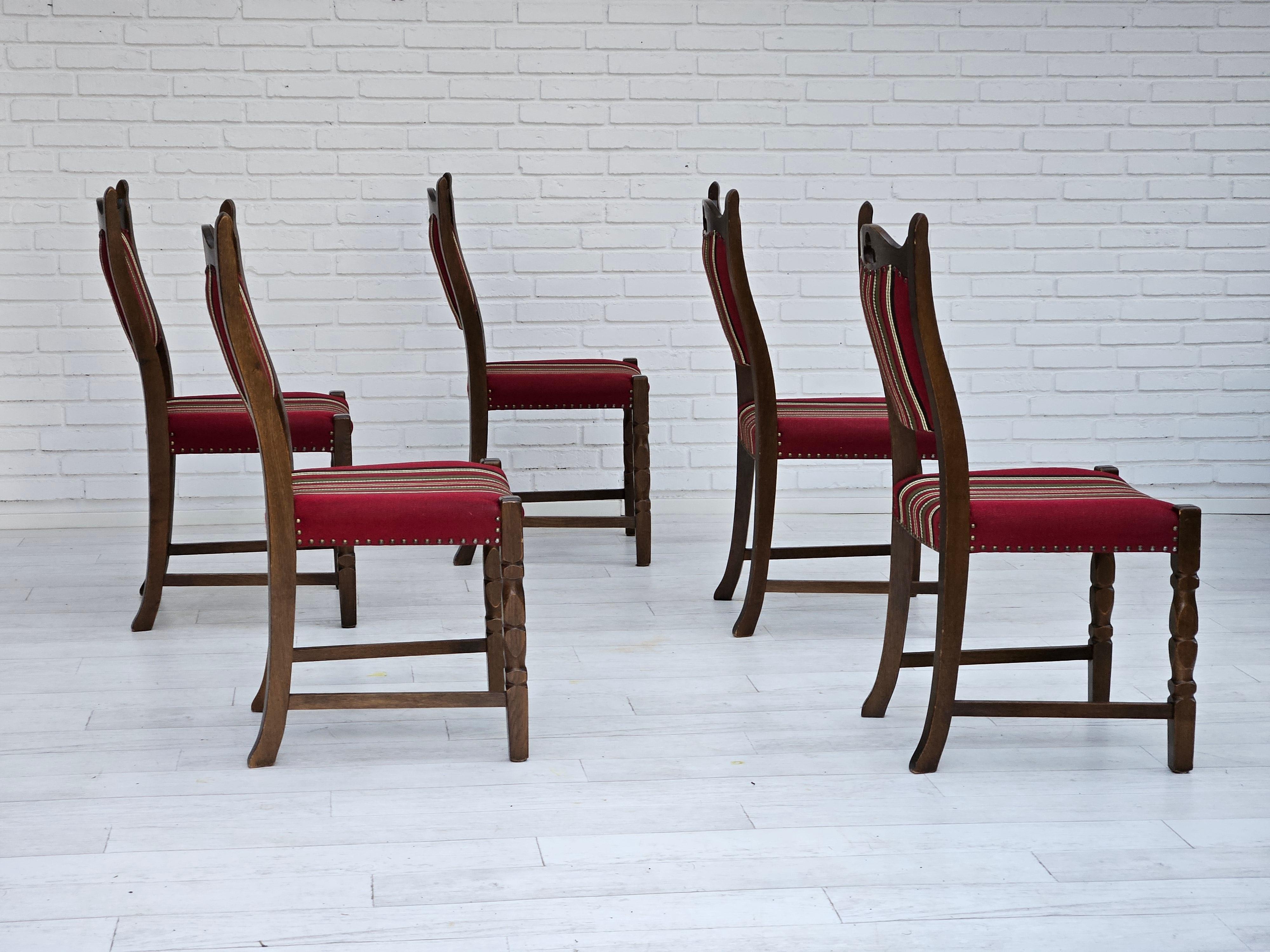 Scandinavian Modern 1960s, set of 5 pcs Danish dinning chairs, original good condition. For Sale