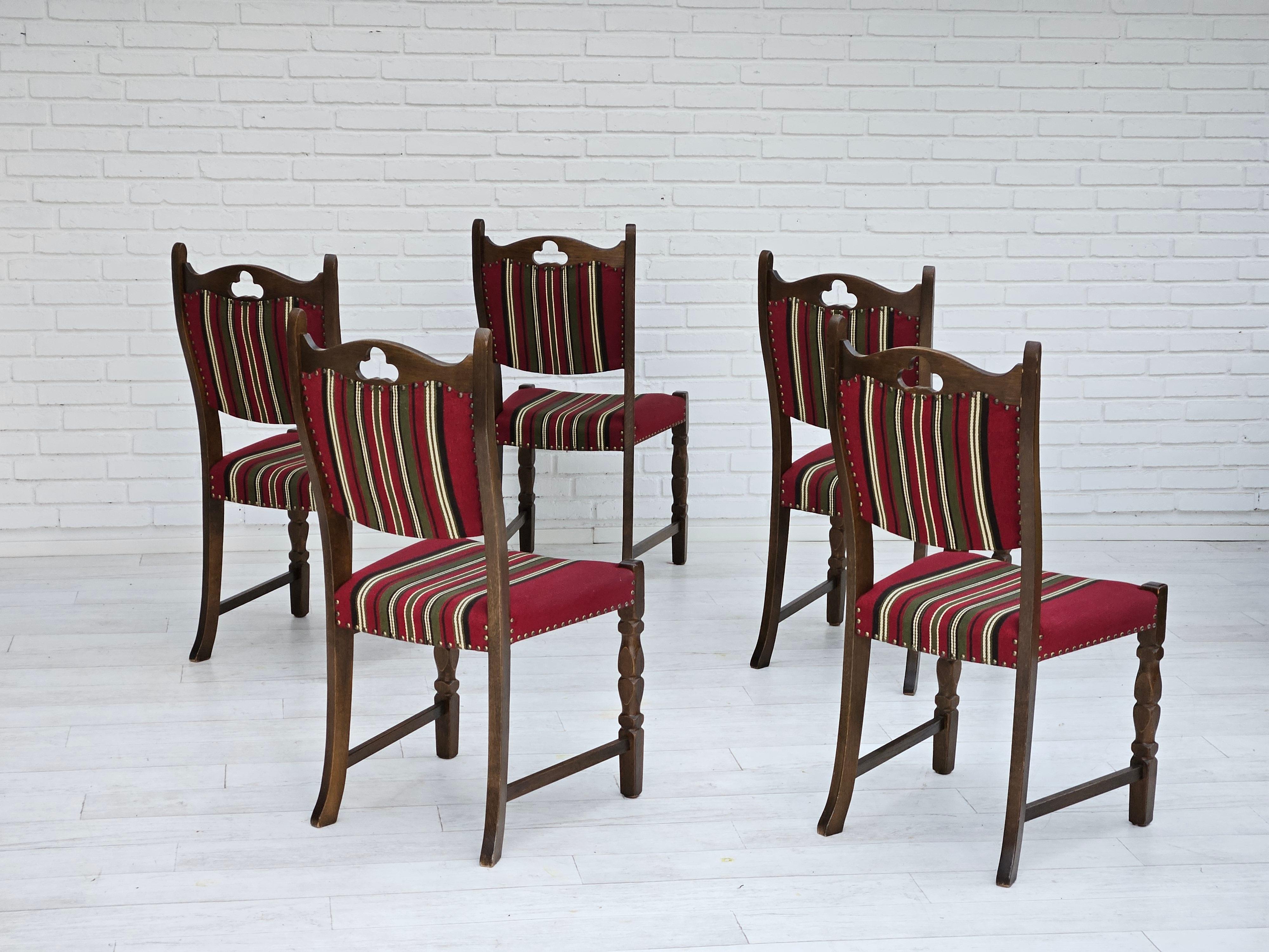 1960s, set of 5 pcs Danish dinning chairs, original good condition. In Good Condition For Sale In Tarm, 82