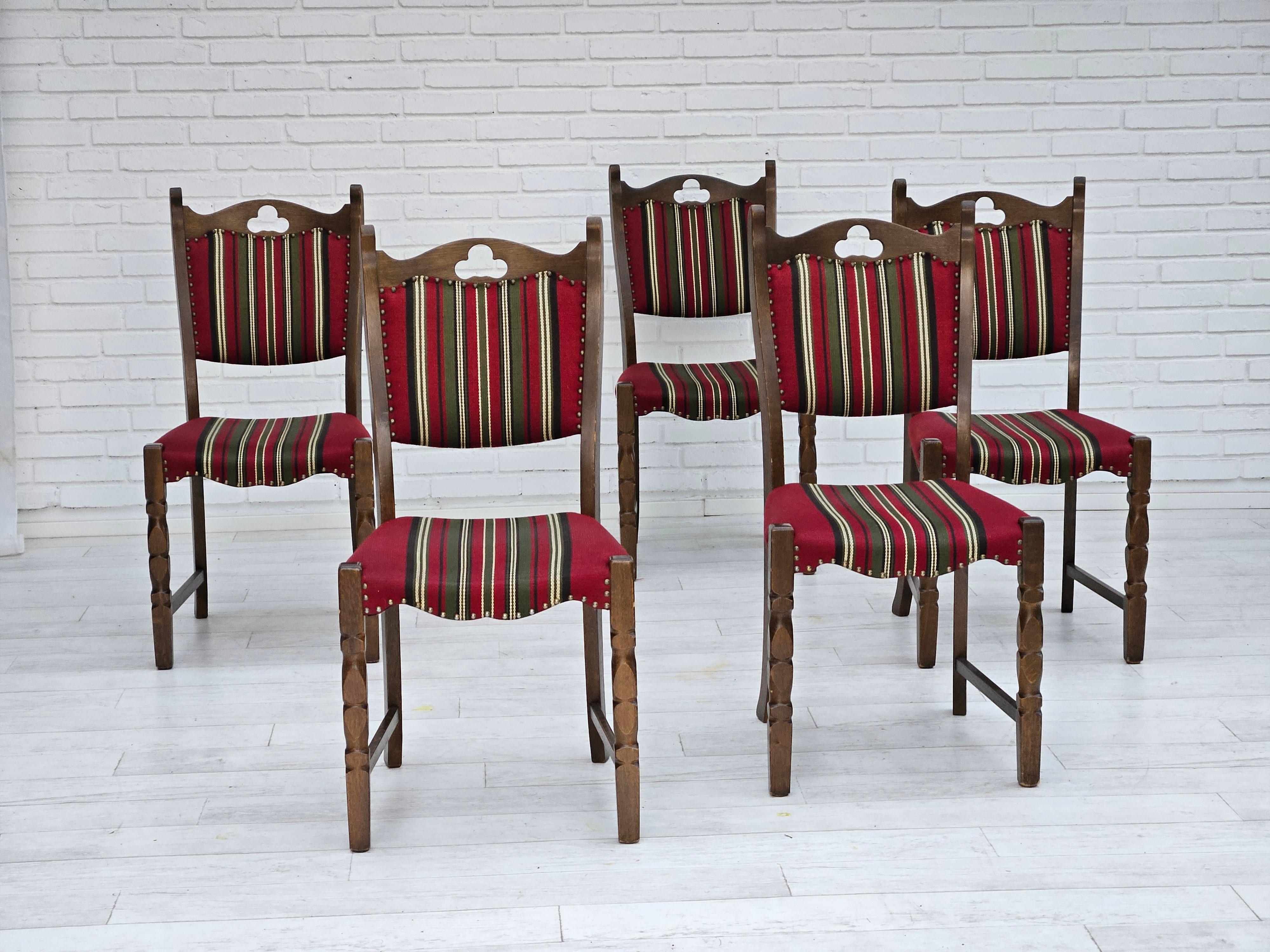 Mid-20th Century 1960s, set of 5 pcs Danish dinning chairs, original good condition. For Sale