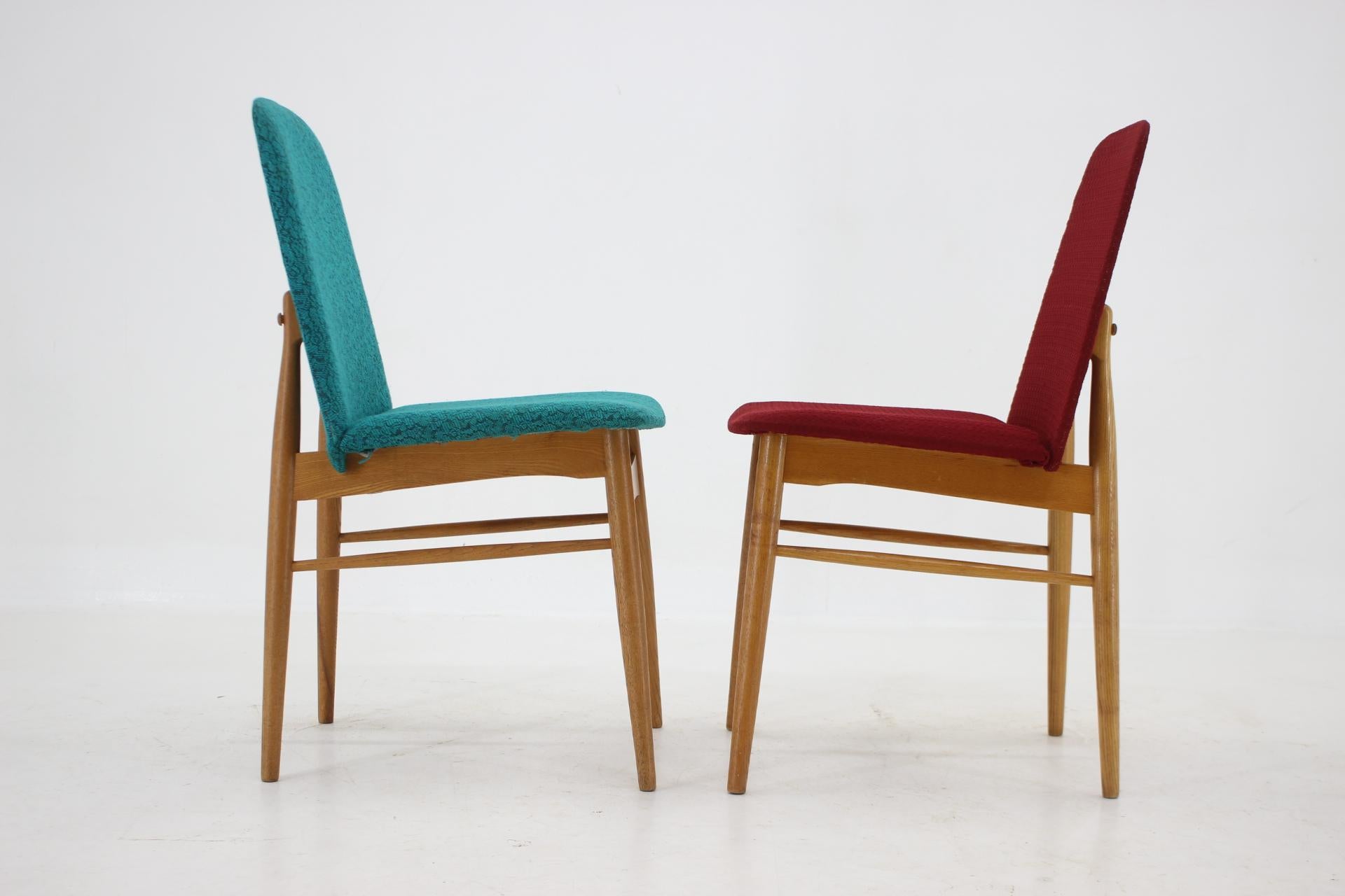 1960s Set of 6 Ash Dining Chairs, Czechoslovakia For Sale 5