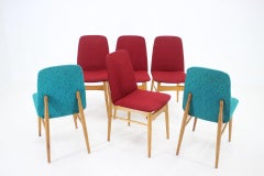 1960s Set of 6 Ash Dining Chairs, Czechoslovakia