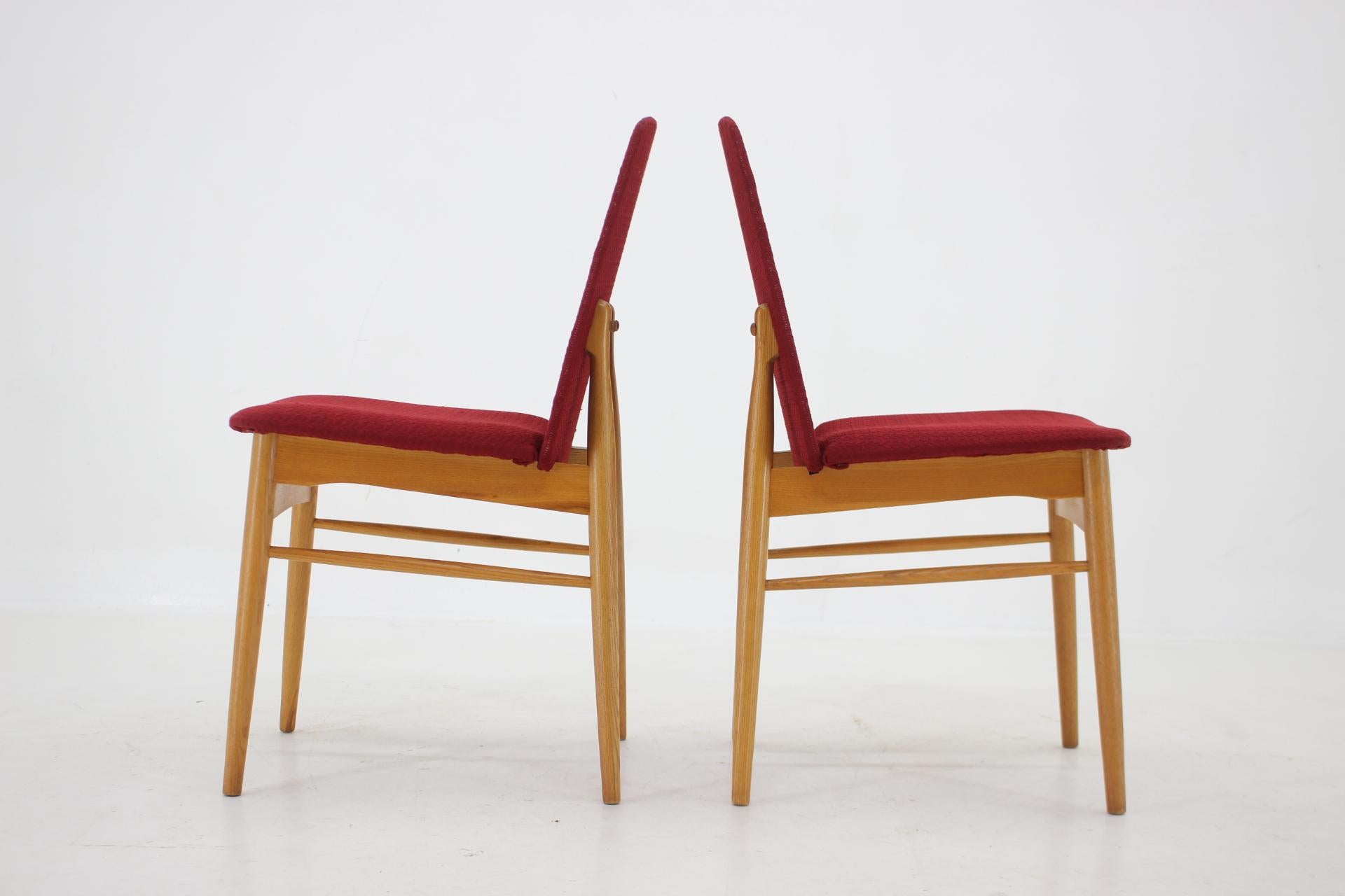 Wood 1960s Set of 6 Ash Dining Chairs, Czechoslovakia For Sale