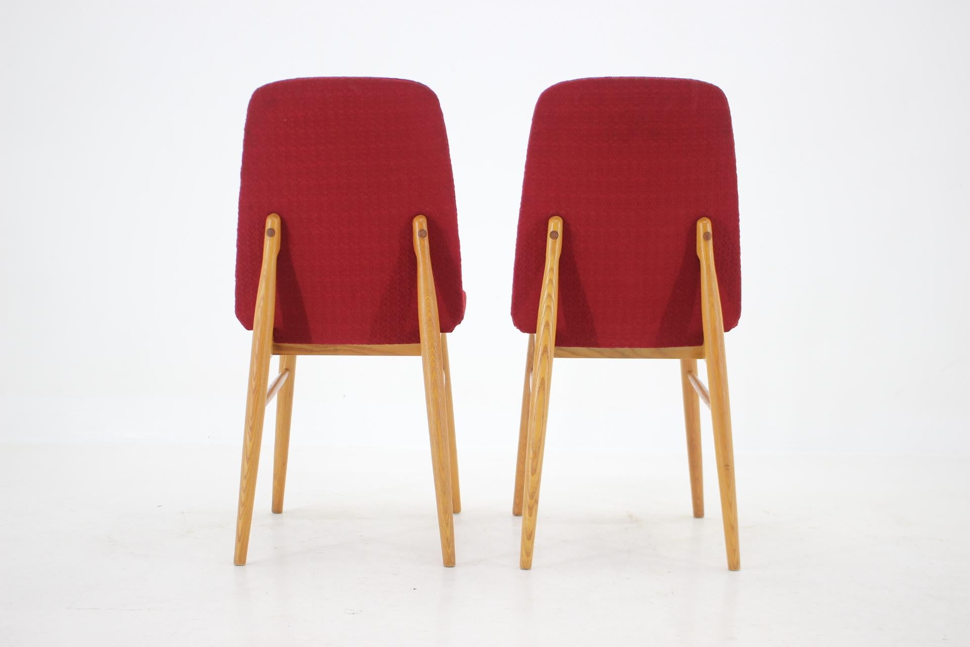 1960s Set of 6 Ash Dining Chairs, Czechoslovakia For Sale 1