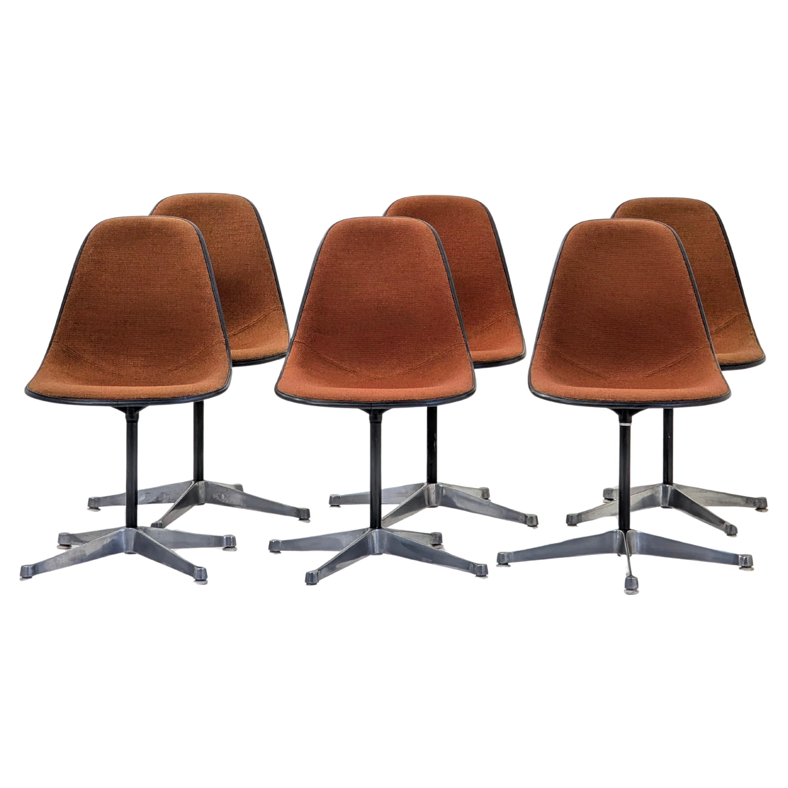 Set di 6 autentiche sedie girevoli Eames PSC vintage degli anni '60 per Herman Miller