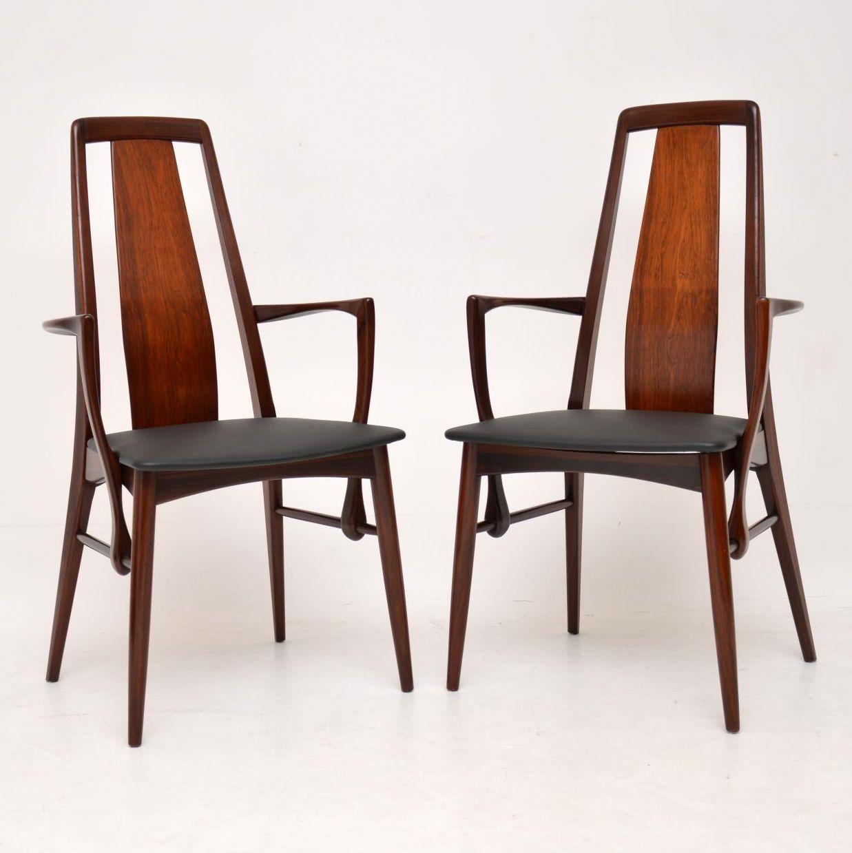 A beautifully designed set of six Danish dining chairs, these were designed by Niels Koefoed and they date from the 1960s. The quality is outstanding, they have gorgeous grain patterns, they look amazing from all angles, especially the carvers. We