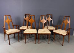 1960s Set of 6 Edmond J. Spence Walnut Dining Chairs Swedish Modern