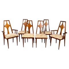 1960s Set of 6 Edmond J. Spence Walnut Dining Chairs Swedish Modern