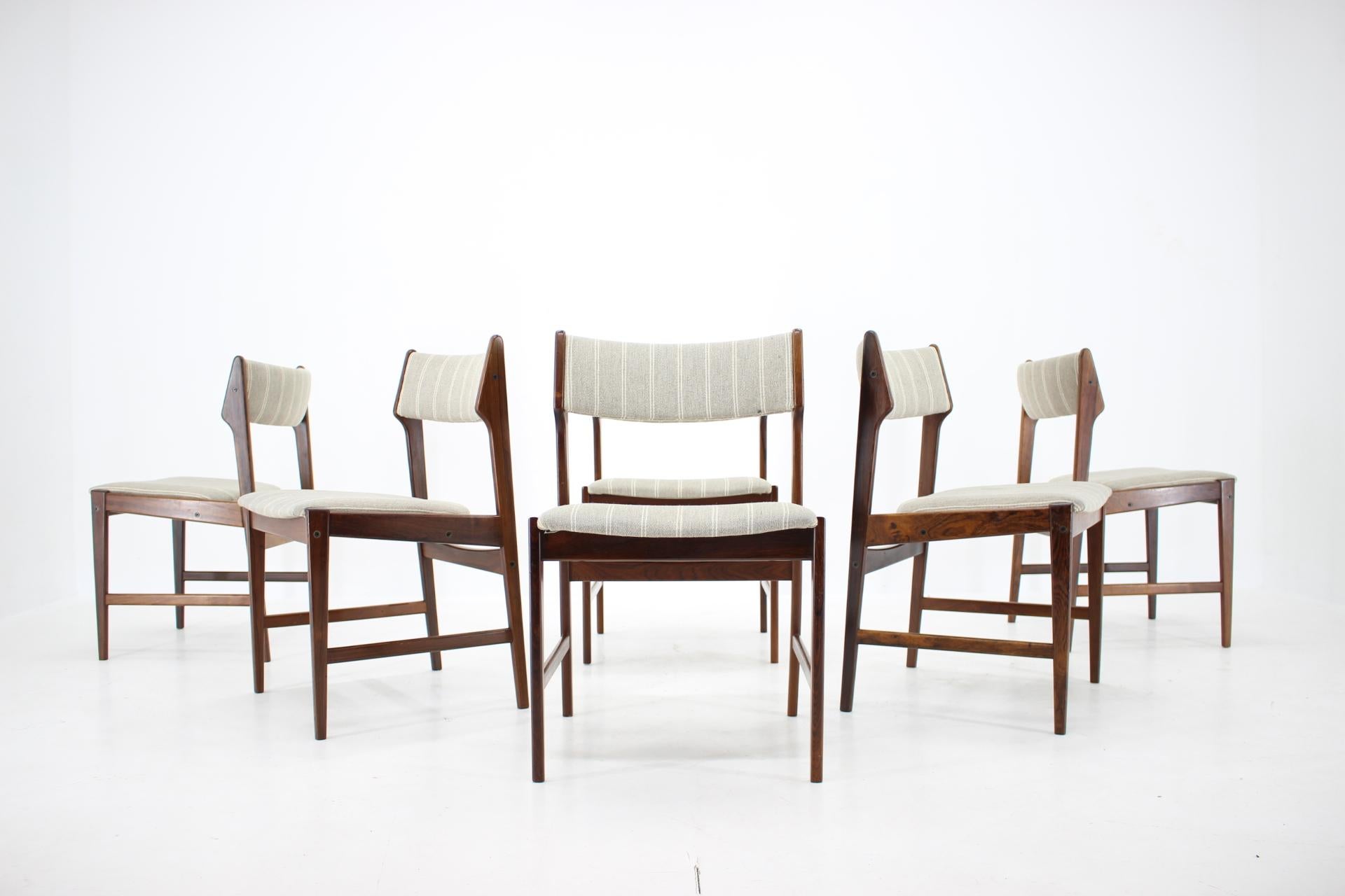 Mid-Century Modern 1960s Set of 6 Erich Buch Solid Palisander Dining Chairs, Denmark For Sale