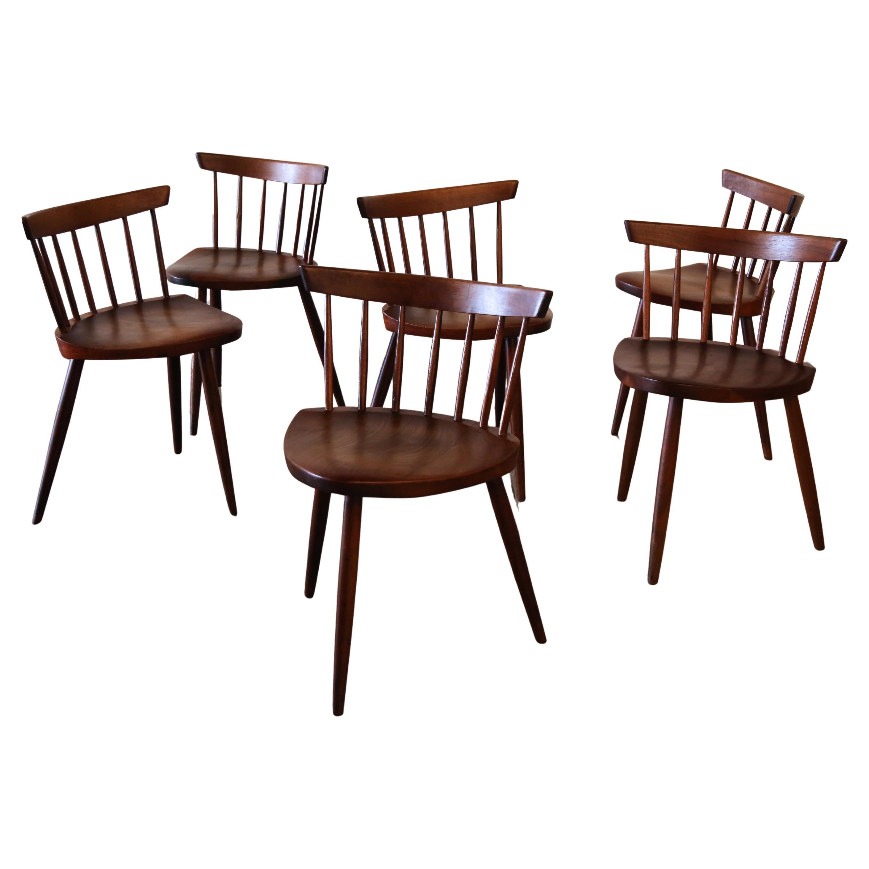 1960s Set of 6 Mira Chairs by Gino Russo George Nakashima Studio