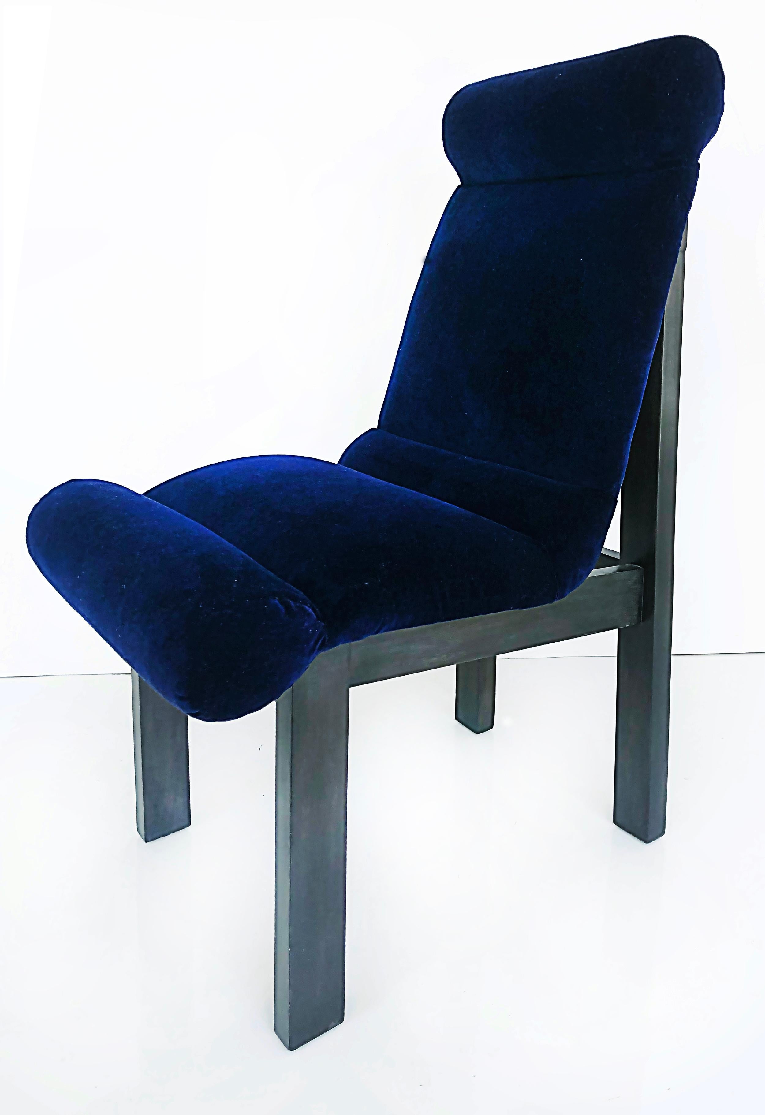 1960s Set of 6 United Furniture Mohair Velvet Dining Chairs, Restored 4