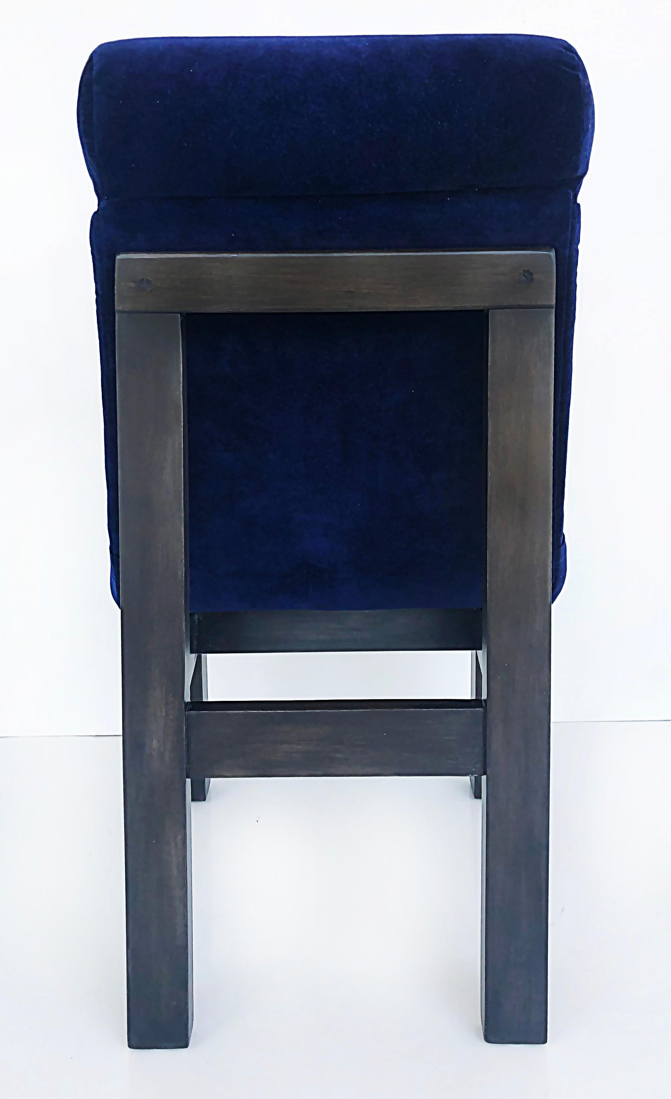1960s Set of 6 United Furniture Mohair Velvet Dining Chairs, Restored 1