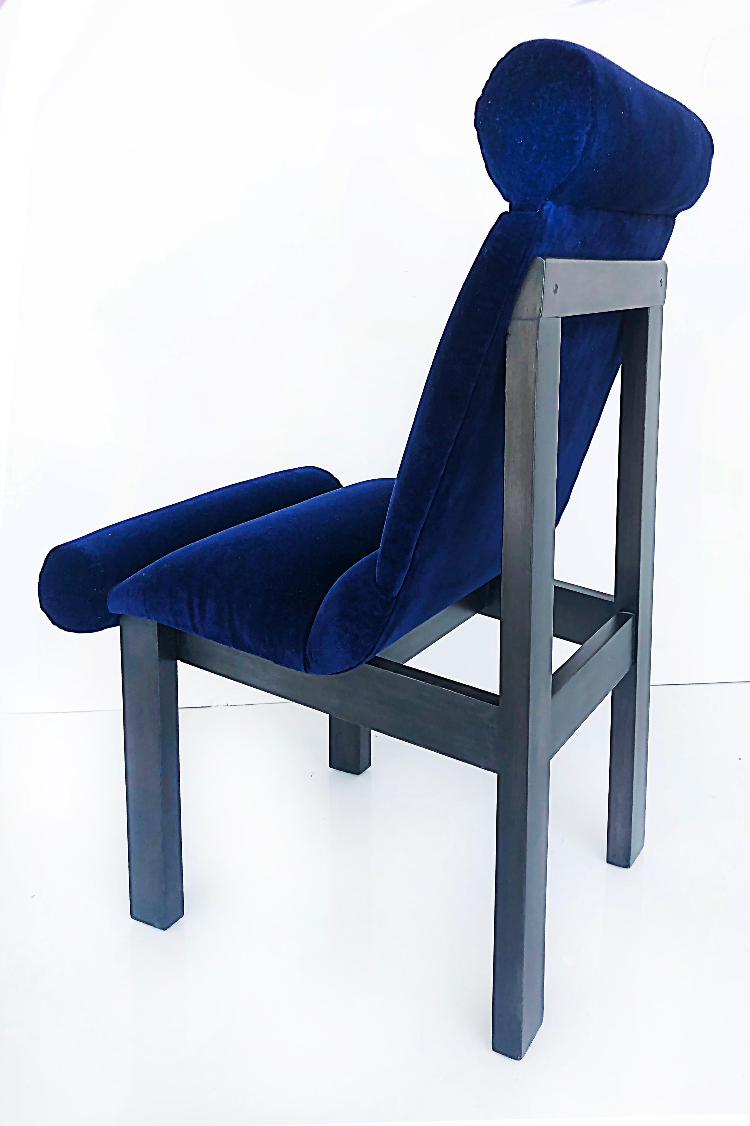 1960s Set of 6 United Furniture Mohair Velvet Dining Chairs, Restored 2
