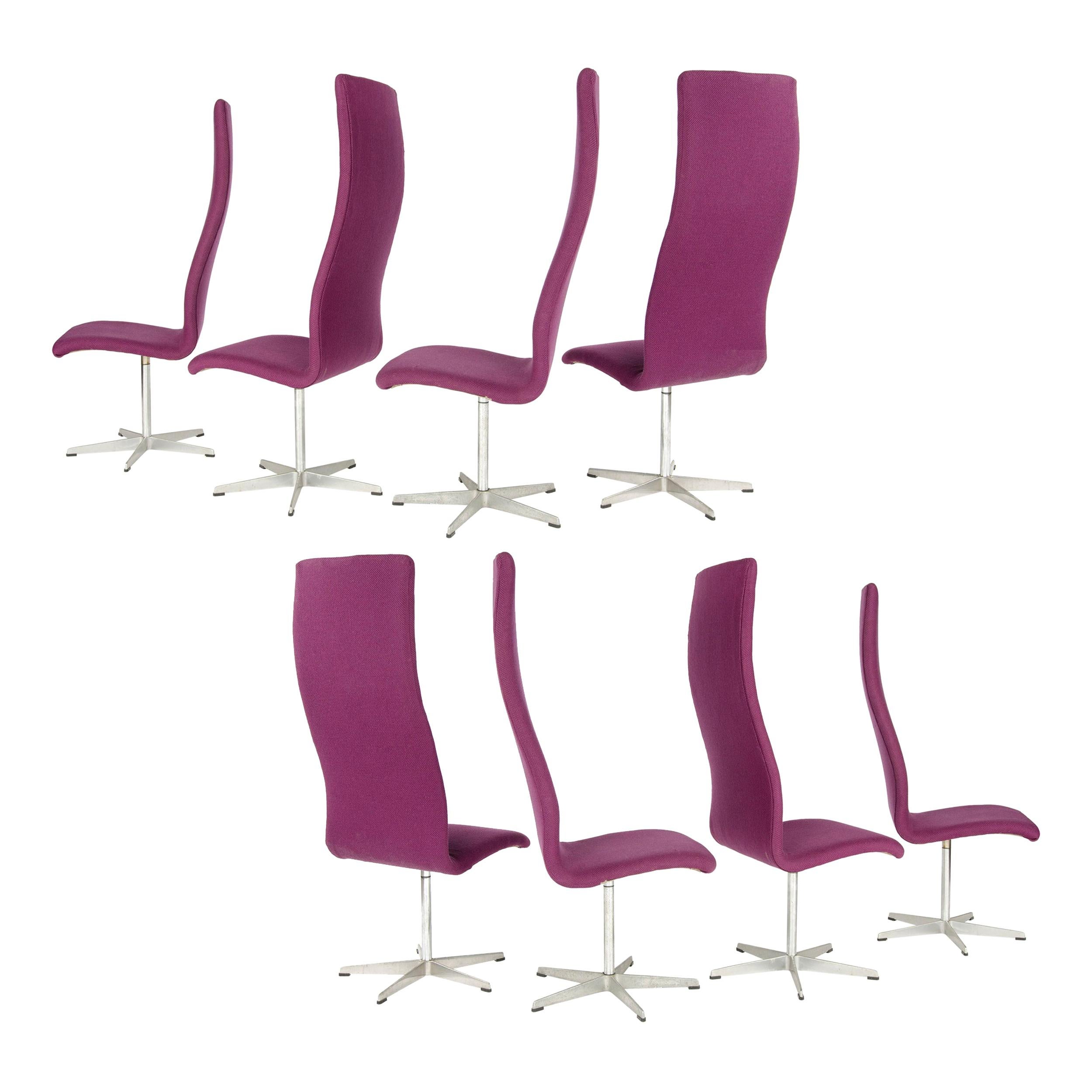 1960s Set of 8 Danish High Back "Oxford" Chair by Arne Jacobsen for Fritz Hansen For Sale