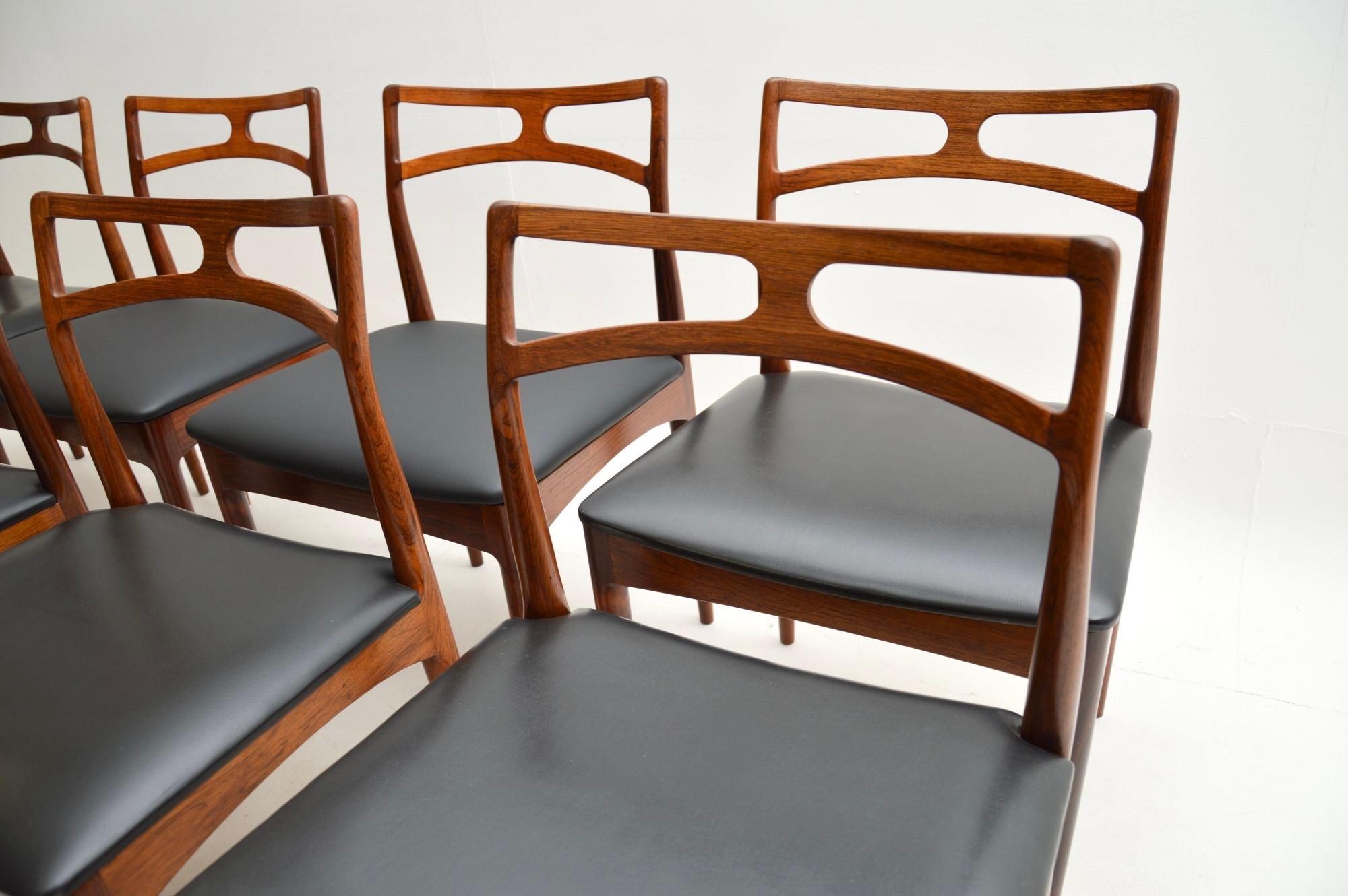 Faux Leather 1960's Set of 8 Danish Vintage Dining Chairs by Johannes Andersen