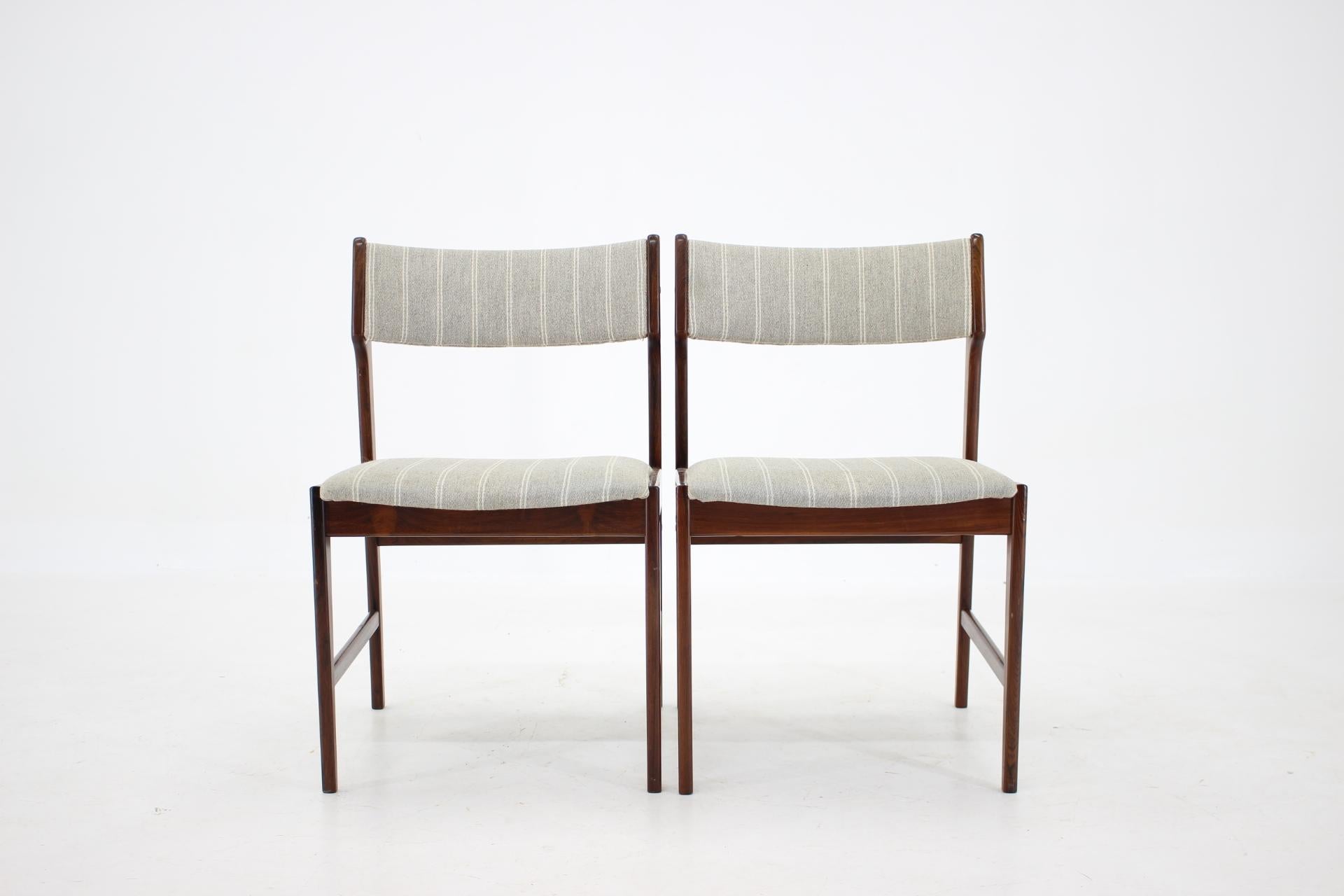 Fabric 1960s Set of 6 Erich Buch Solid Palisander Dining Chairs, Denmark