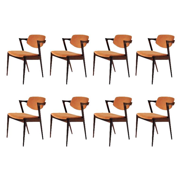 1960s Set of 8 Kai Kristiansen Dining Chairs in Rosewood, Inc. Reupholstery