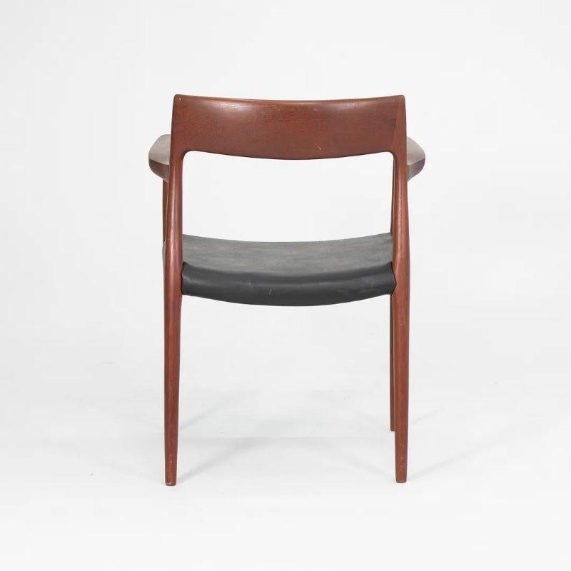 Leather 1960s Set of 8 Model 57/77 Dining Chairs in Teak by Niels Møller for J.L. Møller For Sale