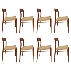 1960s Set of 8 Niels Moller Model 71 Teak Side Chairs