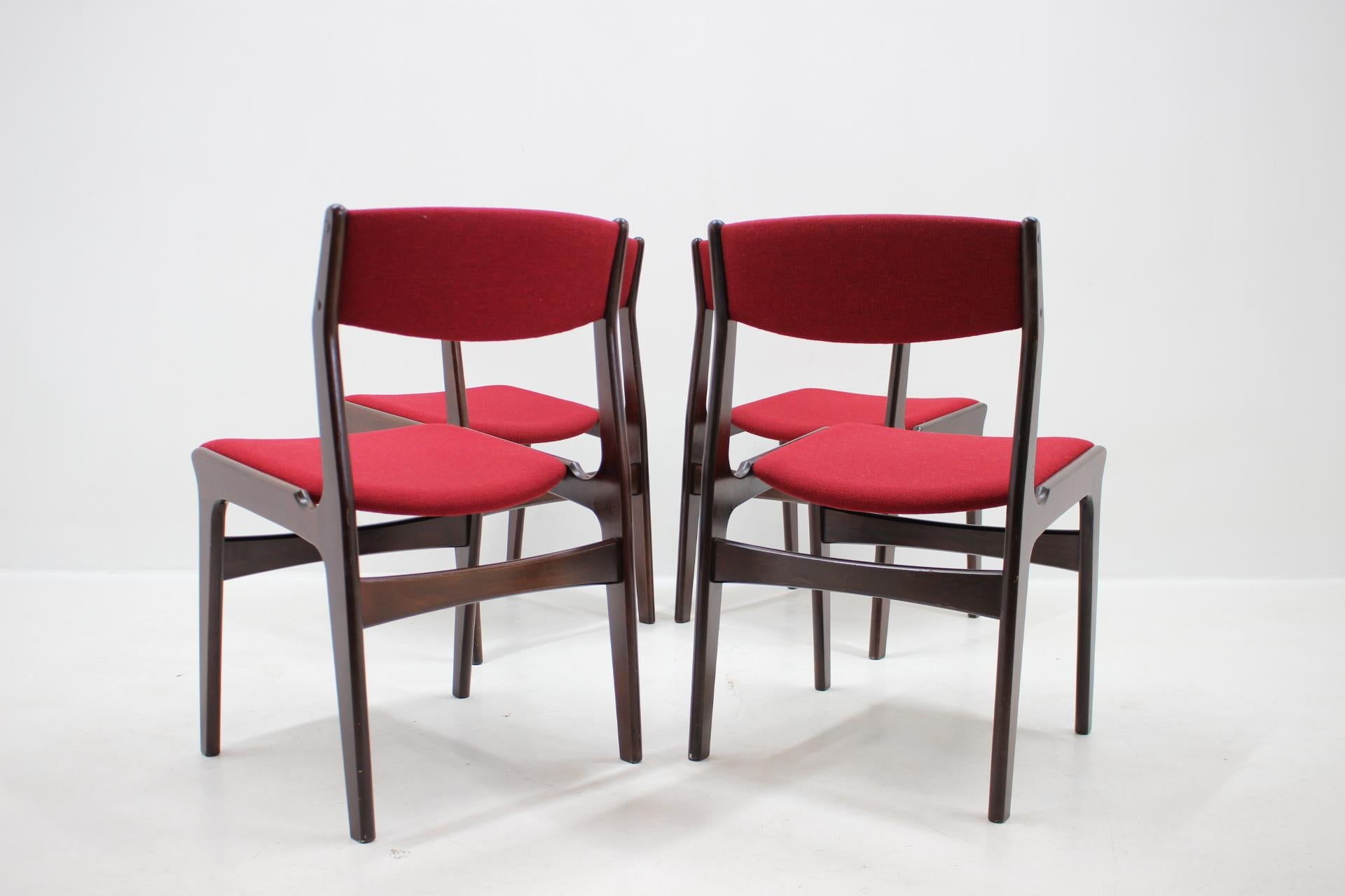 Mid-Century Modern 1960s Set of 4 Palisander Dining Chairs, Denmark