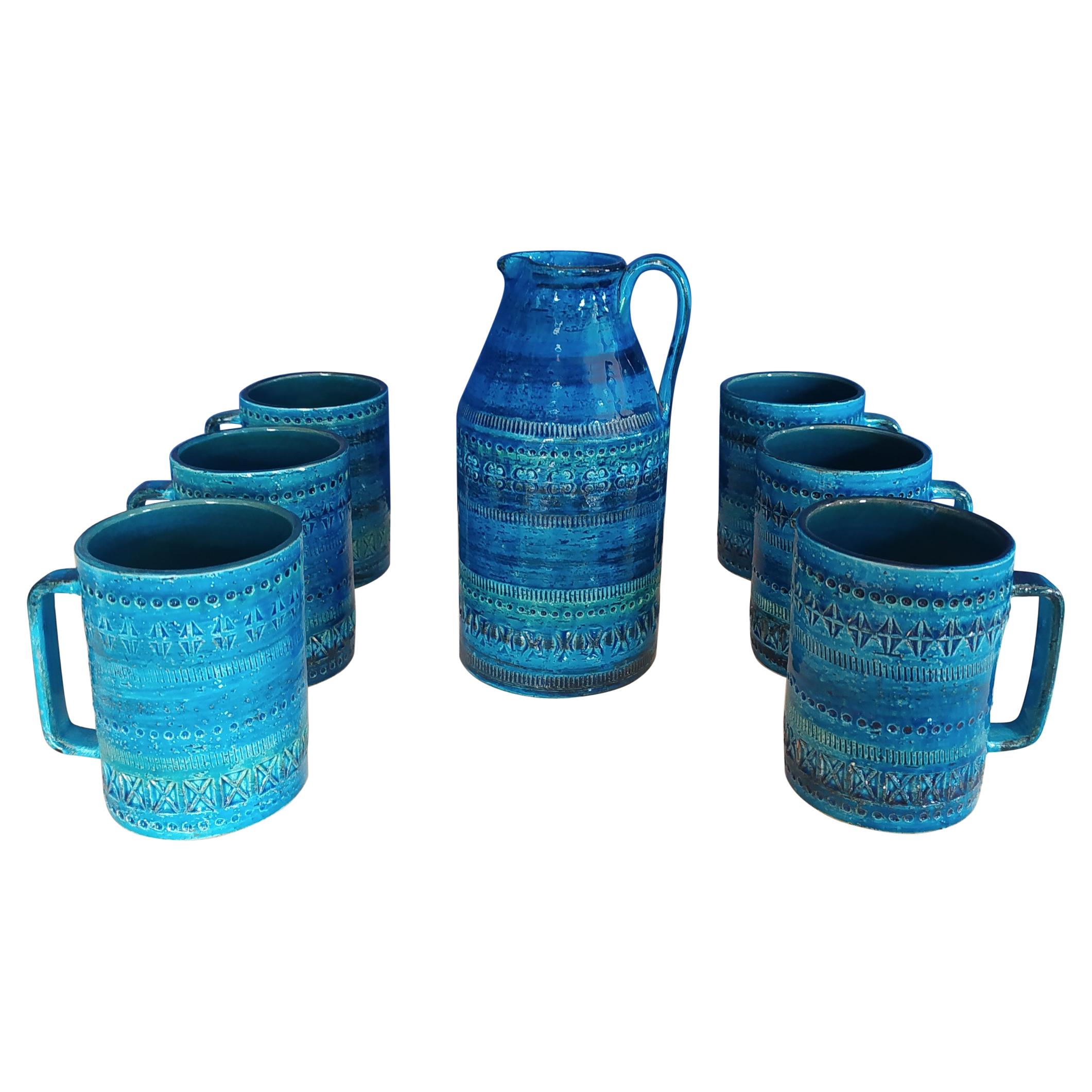 1960s Set of a Jug with Six Cups by Aldo Londi for Bitossi For Sale