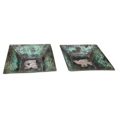 Set of Two Copper Trays by Graziella Laffi, Animal Design, Peru, 1960s