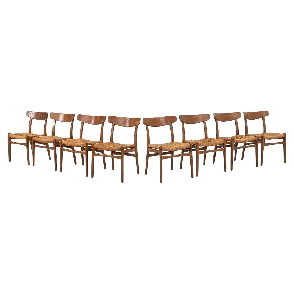 Juego de ocho sillas de comedor de roble de los años 60, por Hans Wegner para Carl Hansen & Son
