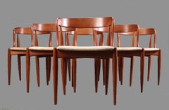 1960s Set of Eight Johannes Andersen Dining Chairs in Teak Inc. Reupholstery