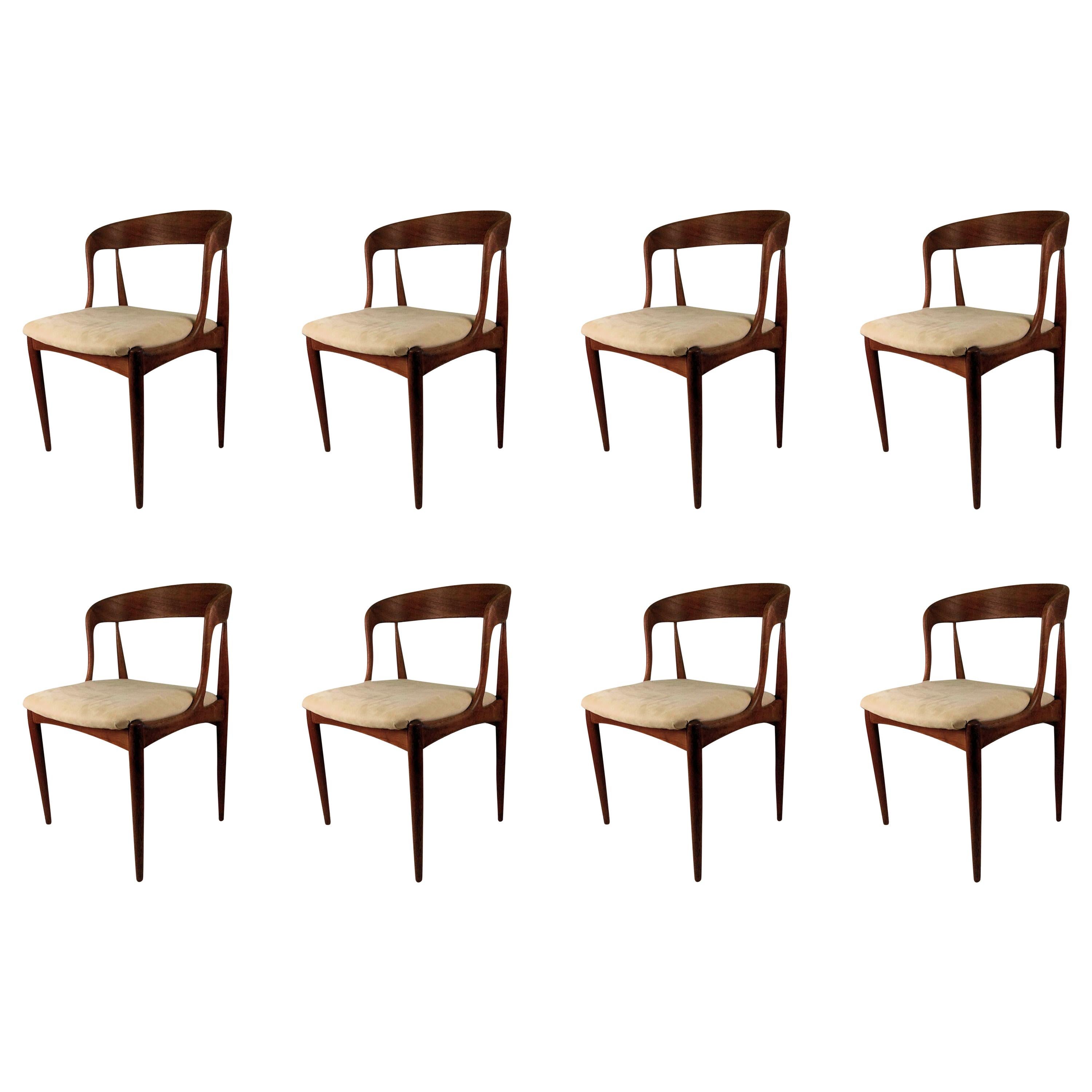 1960s Set of Eight Johannes Andersen Dining Chairs in Teak Inc. Reupholstery