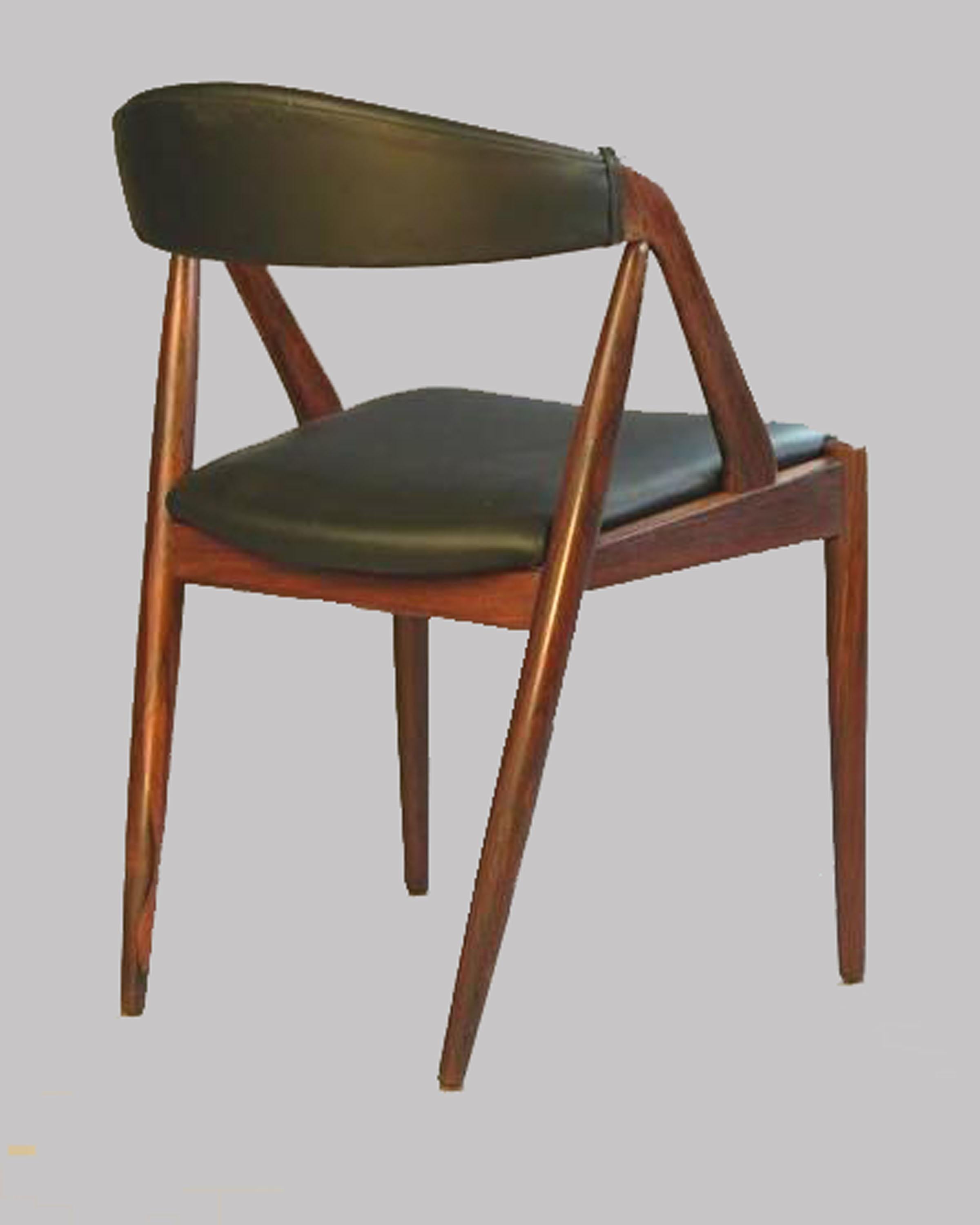 Scandinavian Modern 1960s Set of Eight Kai Kristiansen Reupholstered Dining Chairs in Rosewood