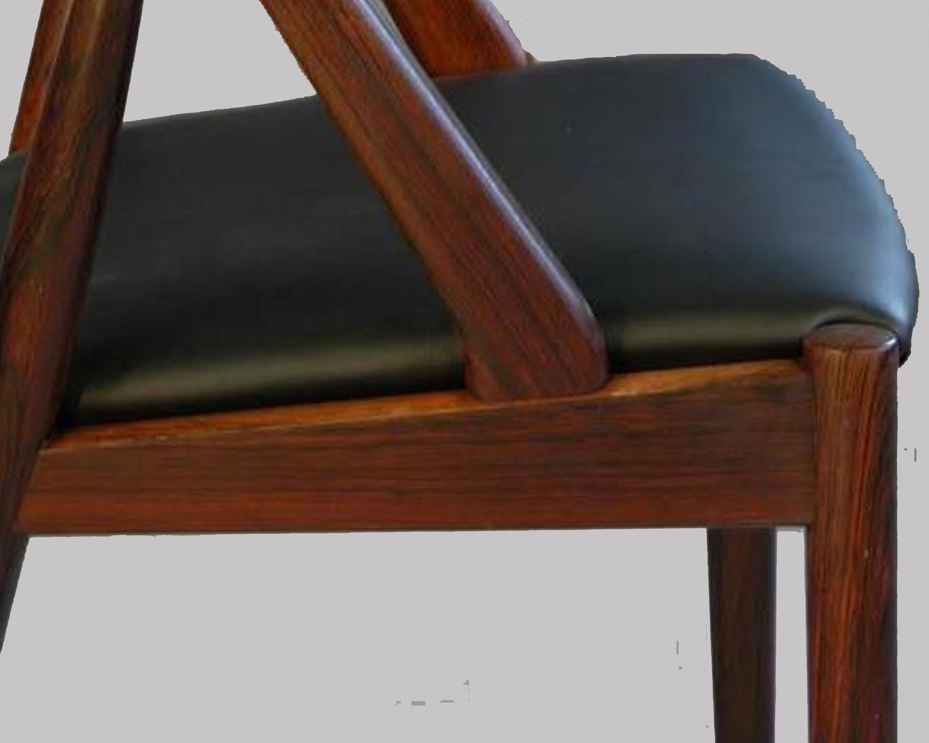 Woodwork 1960s Set of Eight Kai Kristiansen Reupholstered Dining Chairs in Rosewood
