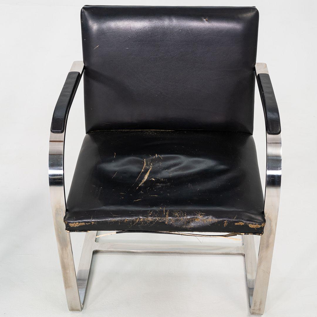 Juego de ocho sillas Mies van der Rohe Brno de barra plana de acero inoxidable de los años 60 en venta 4